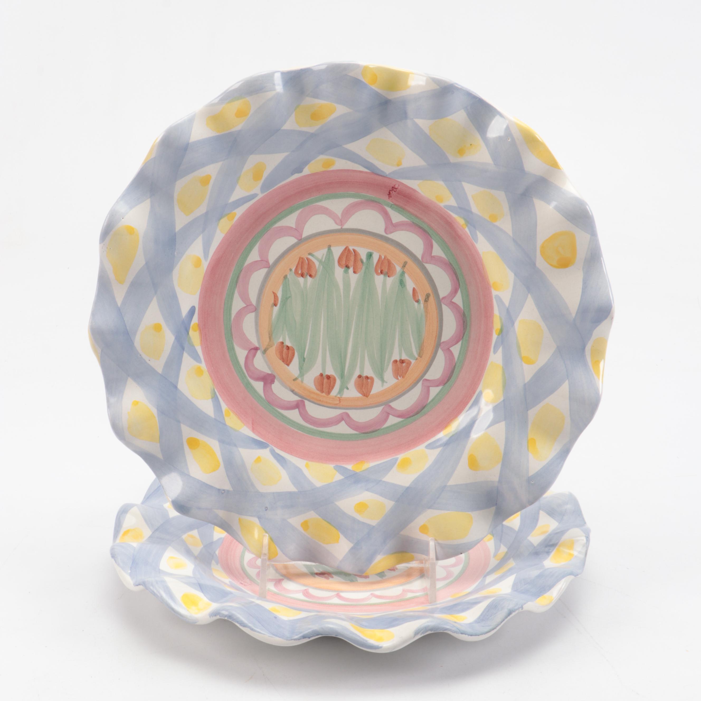 MacKenzie-Childs "Aalsmeer" Ceramic Dinner Plates, Mug, and Tumbler