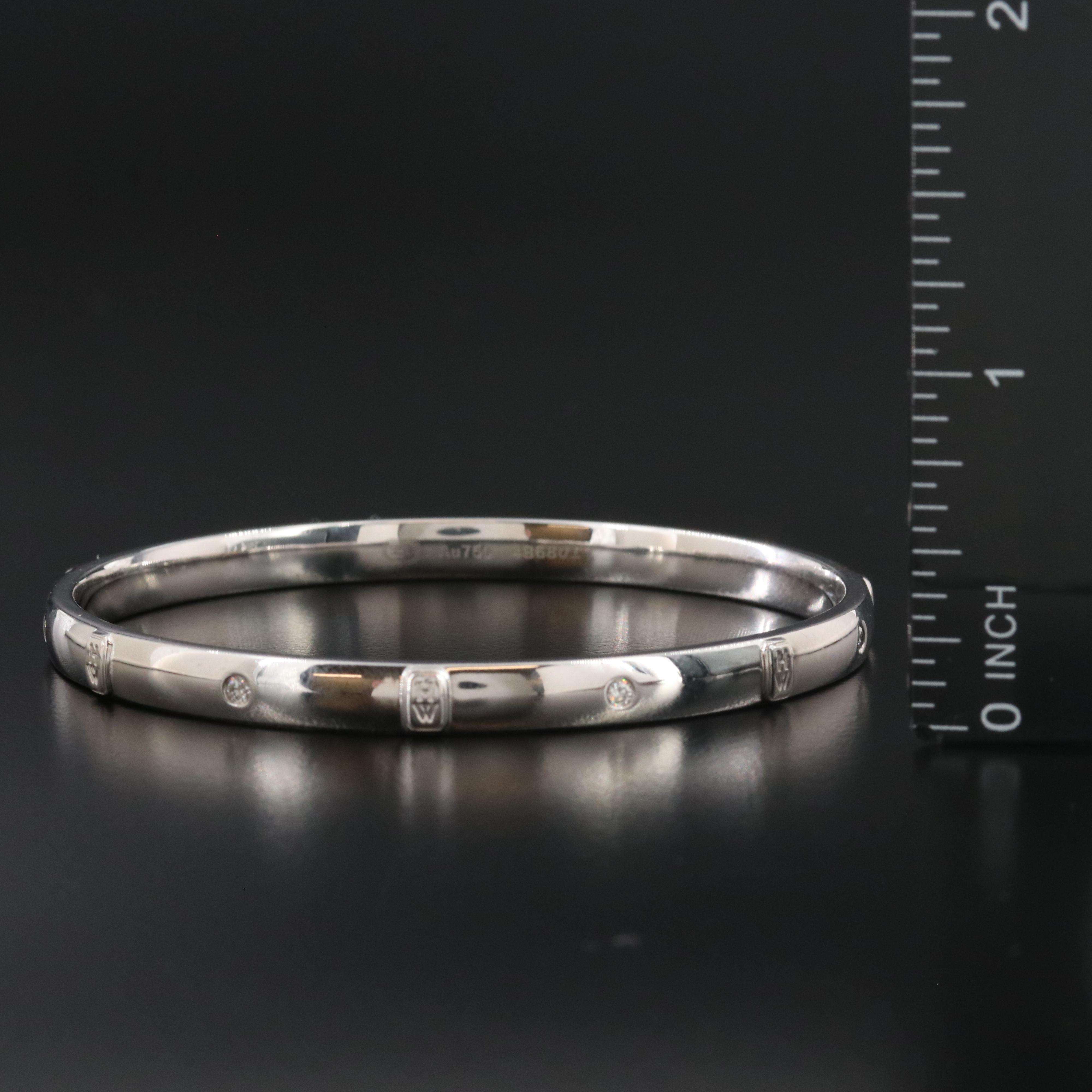 Harry Winston HW Logo 18K 0.28 CTW Bangle Bracelet