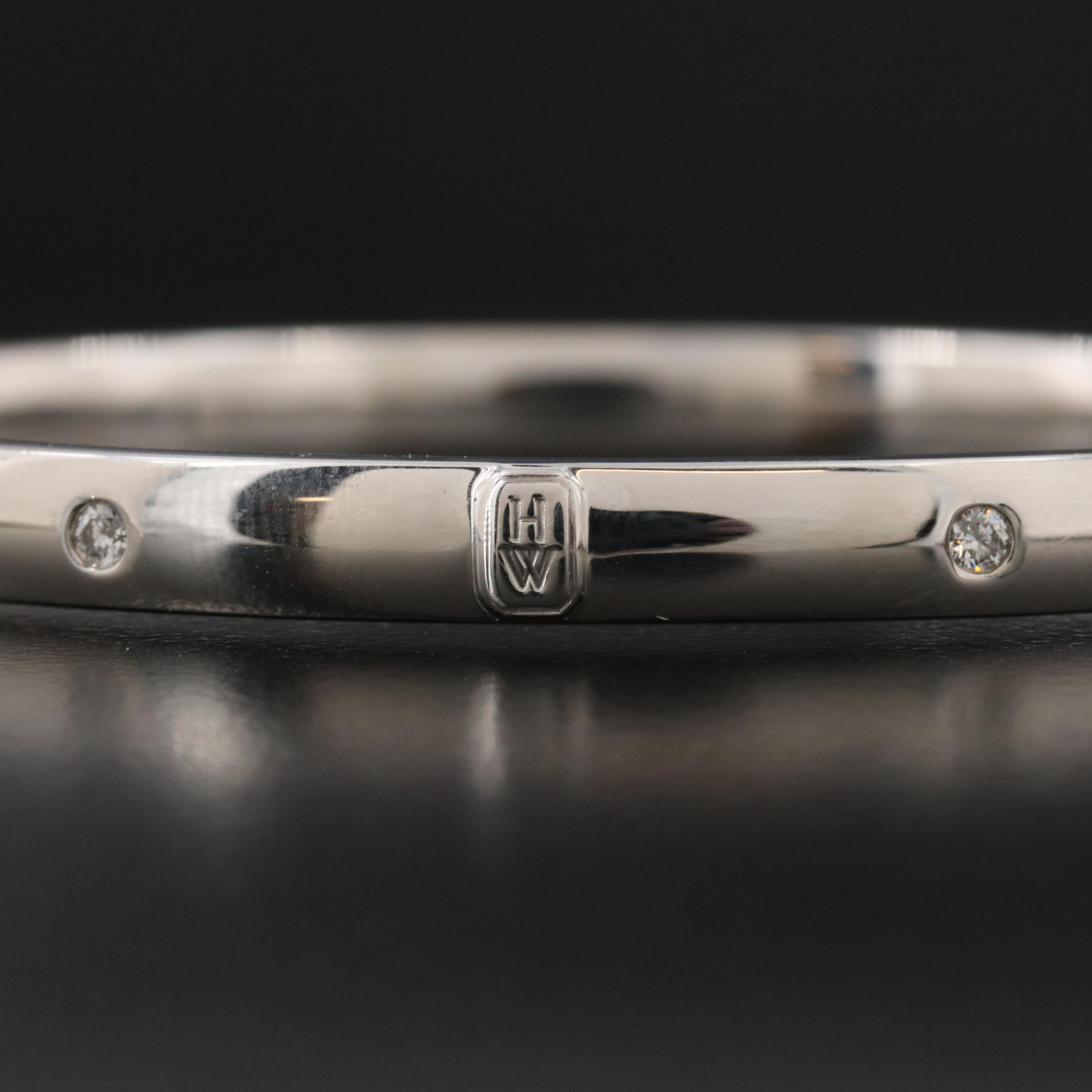 Harry Winston HW Logo 18K 0.28 CTW Bangle Bracelet