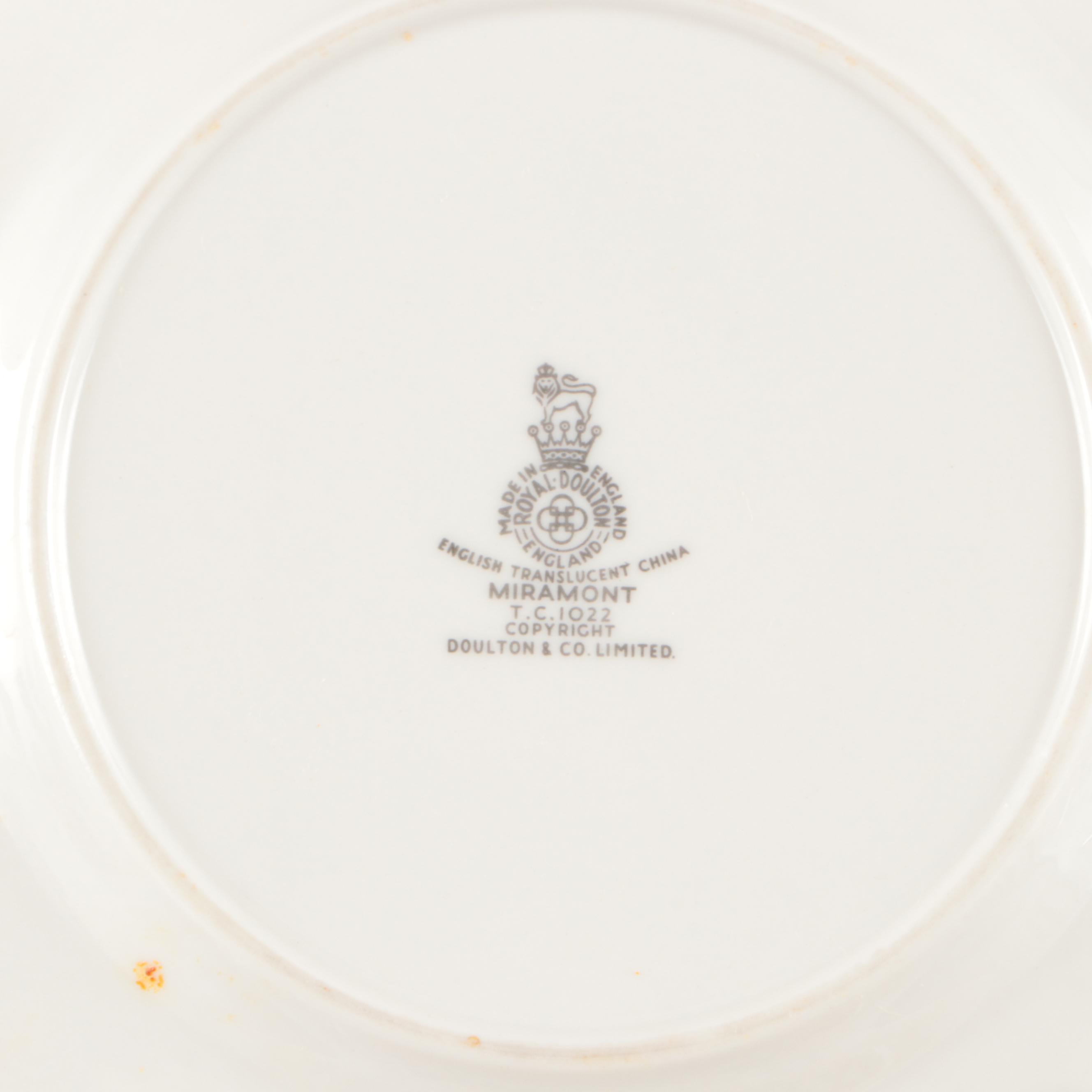 Royal Doulton "Miramont" Porcelain Dinnerware, Mid to Late 20th Century