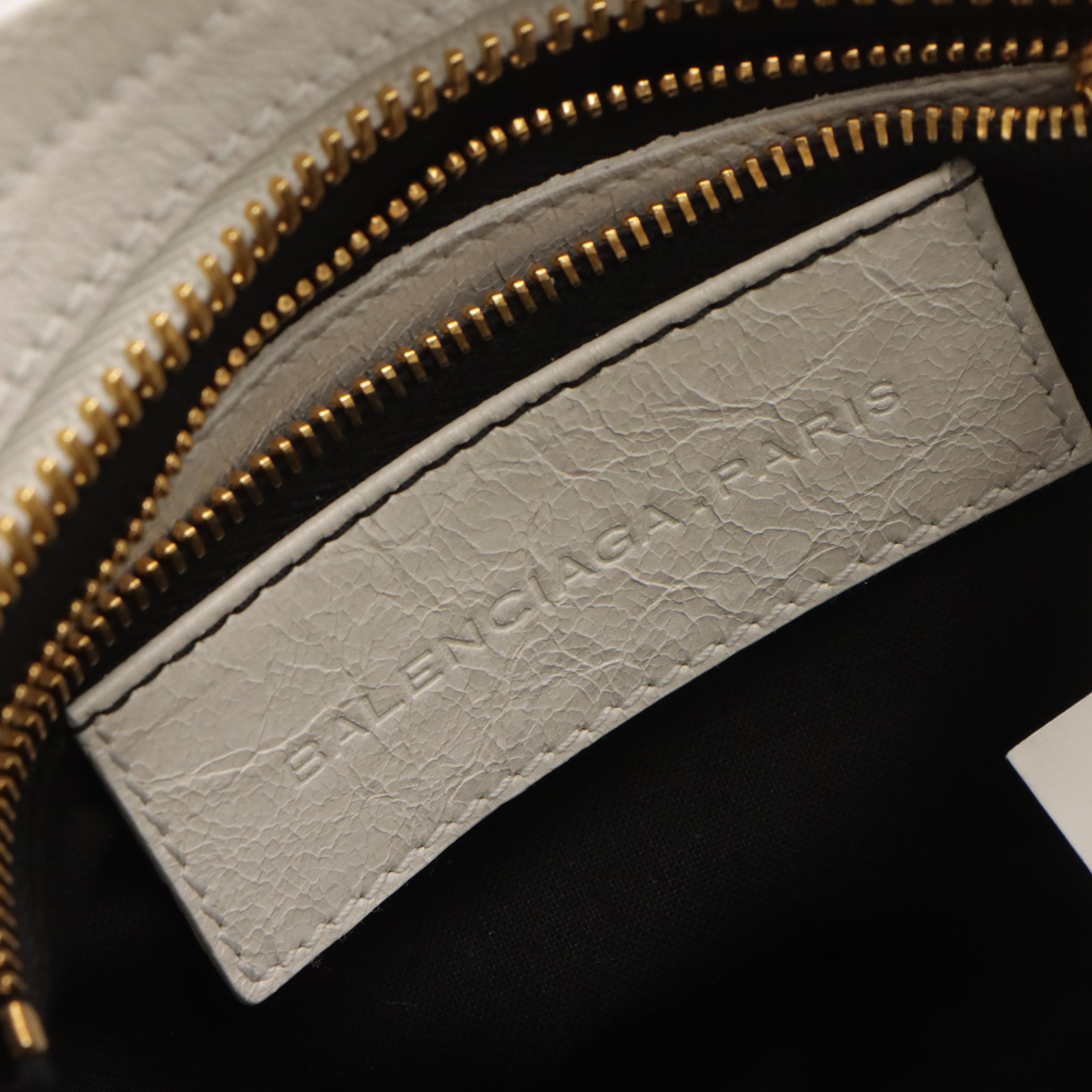 Balenciaga Medium Classic City Two Way Bag in White Crinkled Leather