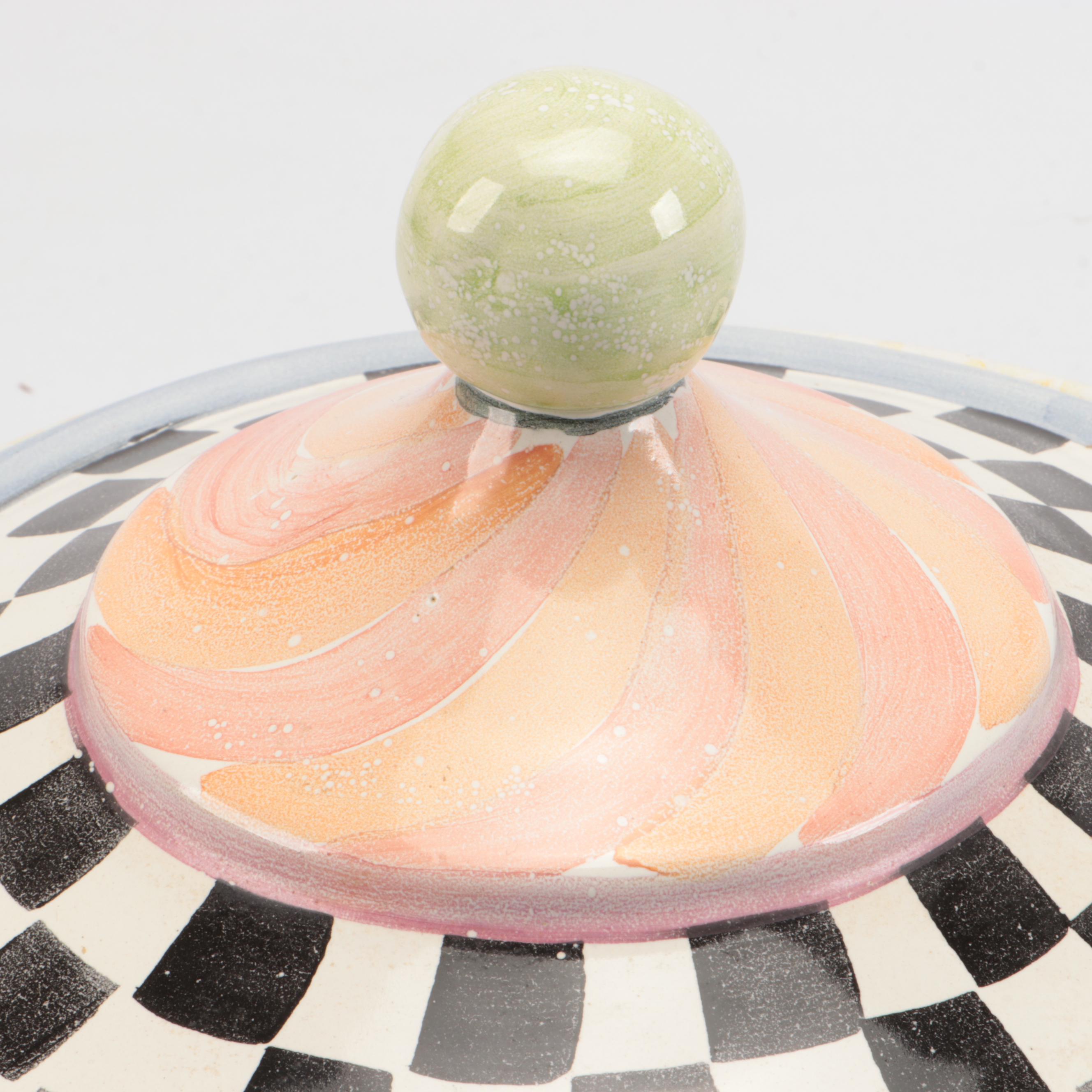 MacKenzie-Childs "Bearded Iris" Ceramic Covered Vegetable Bowl