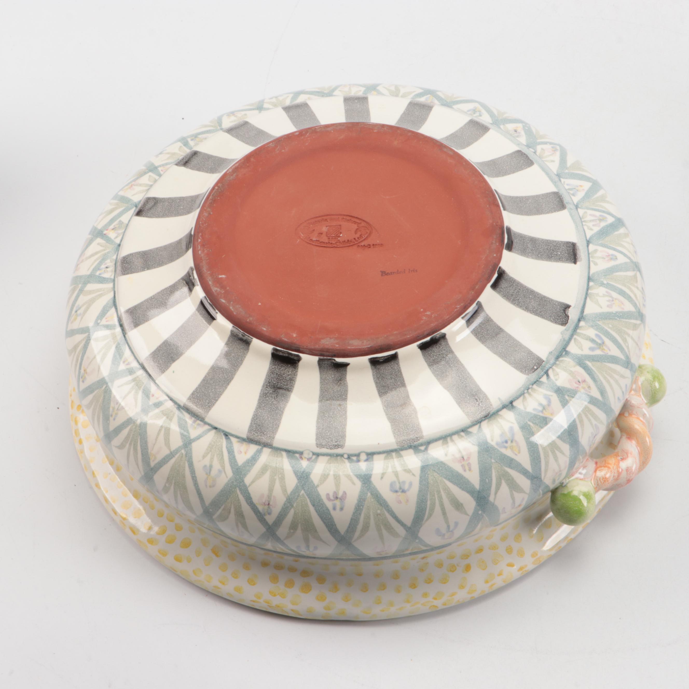 MacKenzie-Childs "Bearded Iris" Ceramic Covered Vegetable Bowl