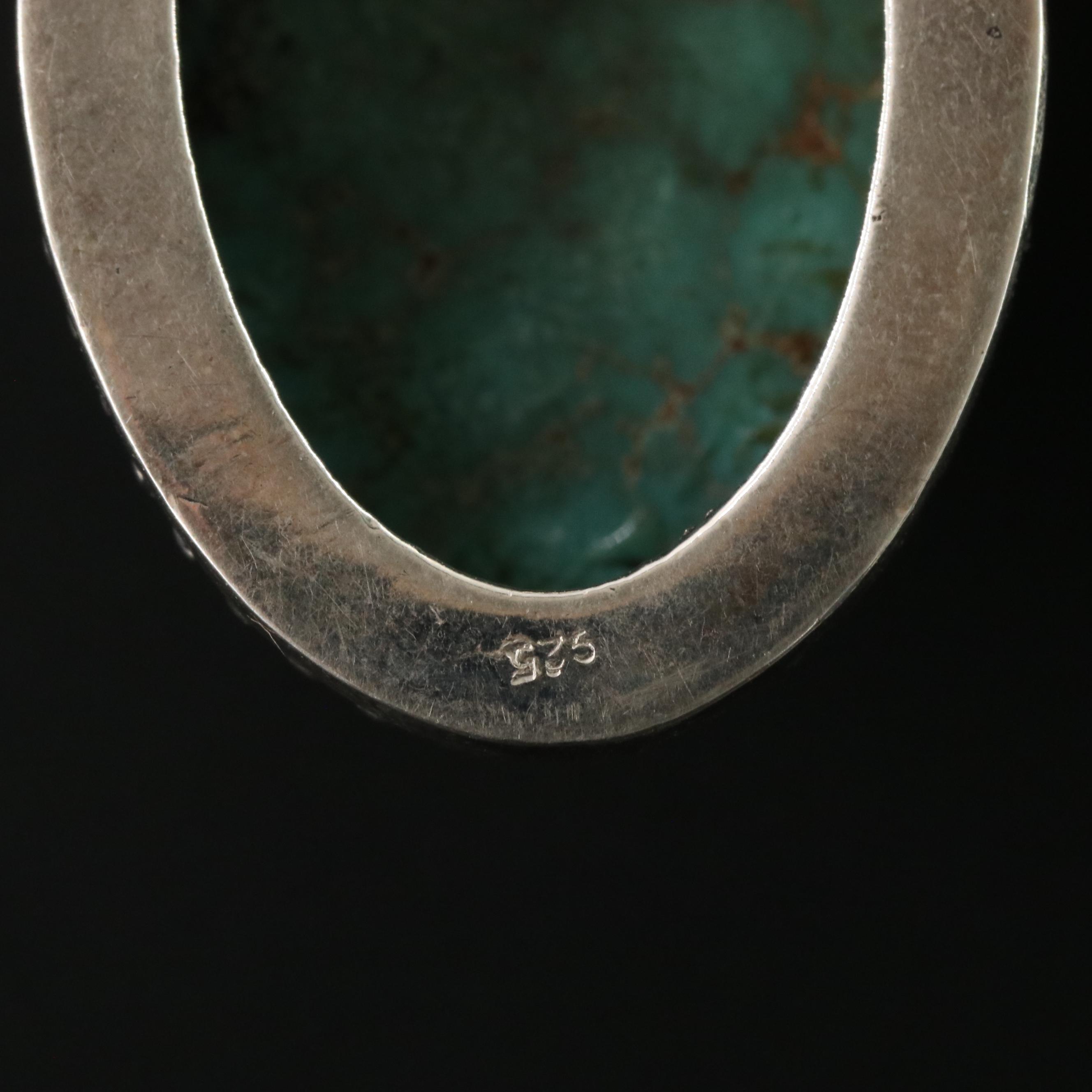 Sterling Turquoise Pendant with Granulated Detail