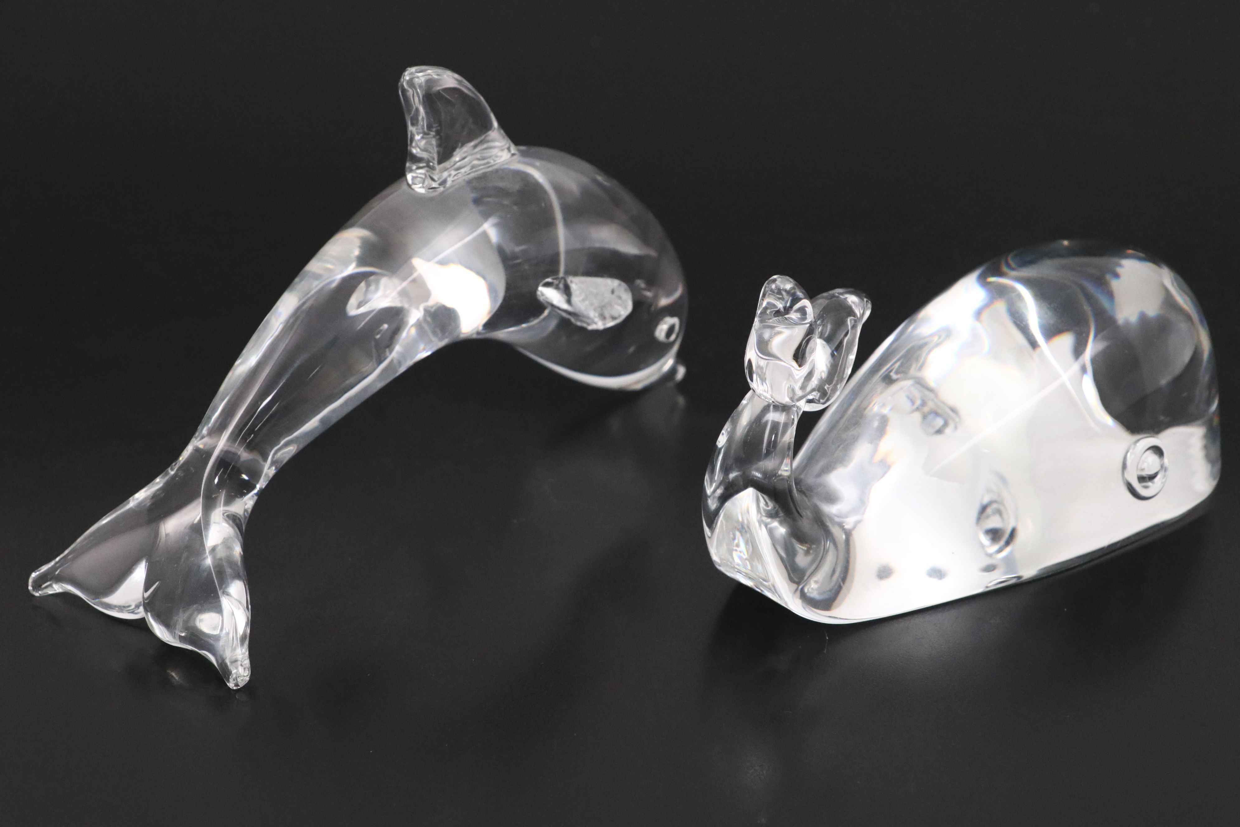 Steuben Crystal Starfish Paperweight with Steuben Art Glass Figurines