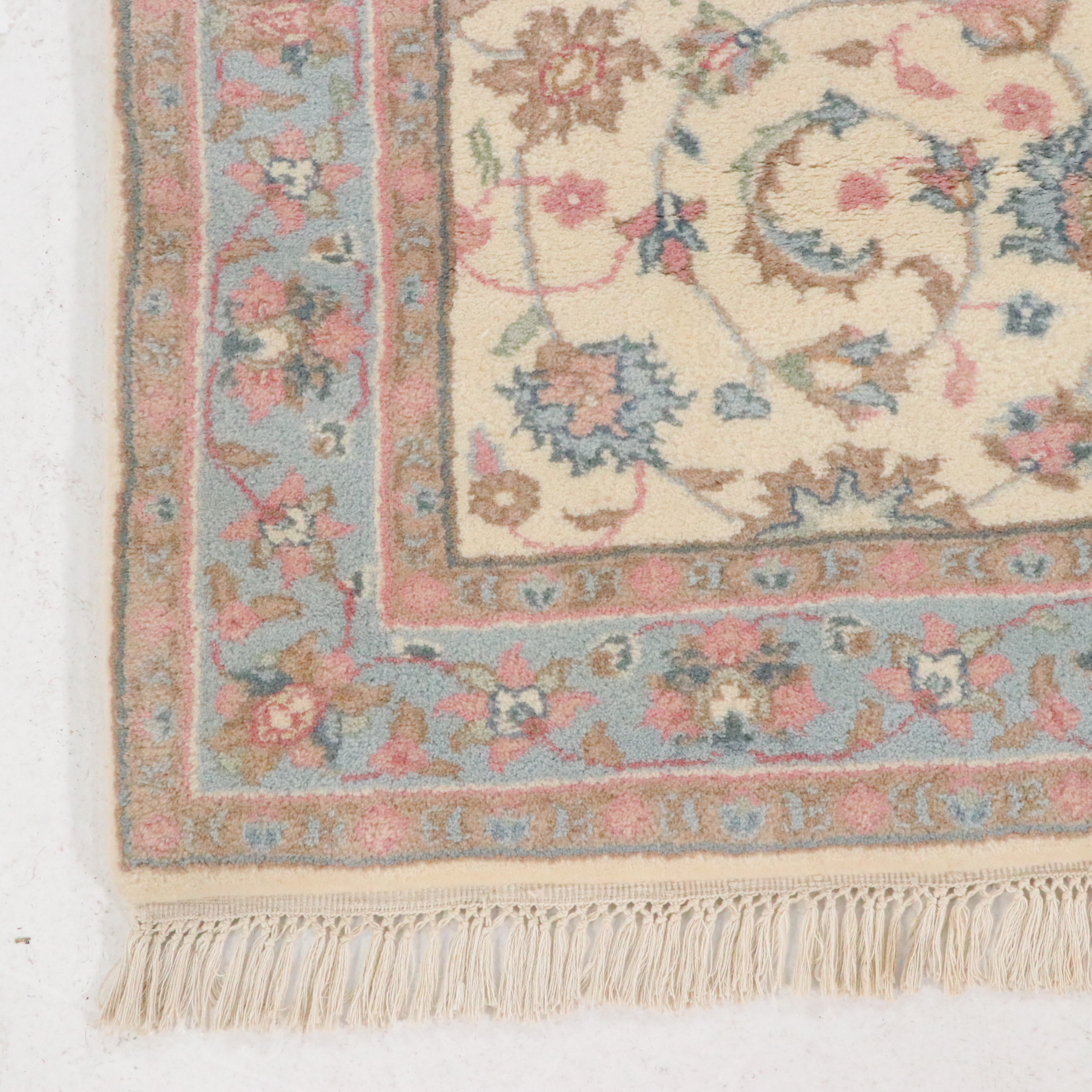 3'4 x 5'8 Hand-Knotted Pastel Indo-Persian Kashan Style Area Rug