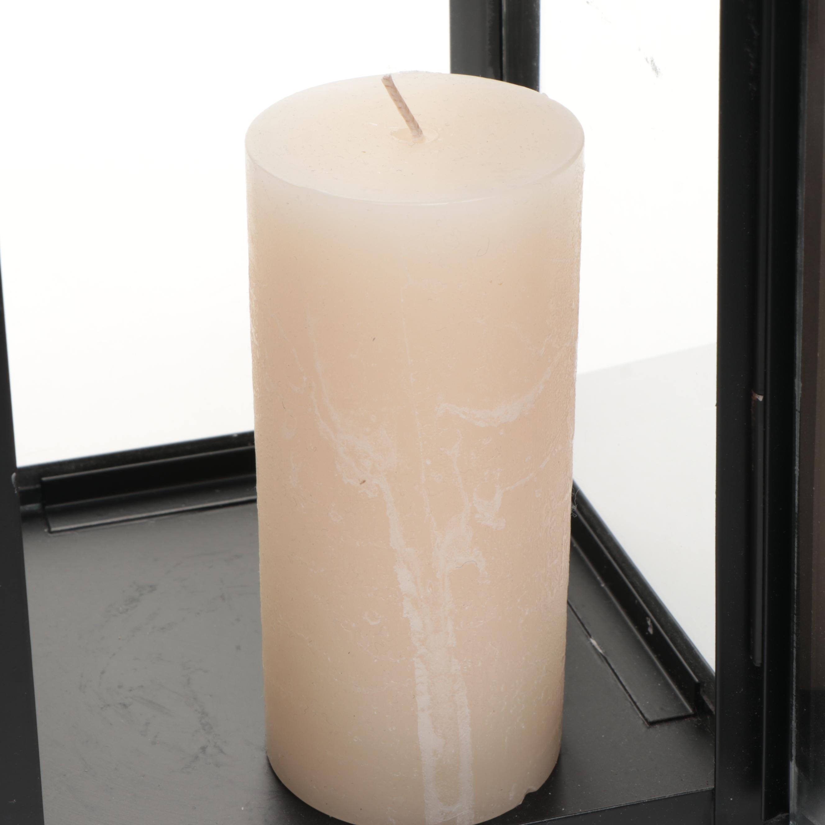 Crate & Barrel Black Matte Metal Lanterns with Other Metal Candle Holders