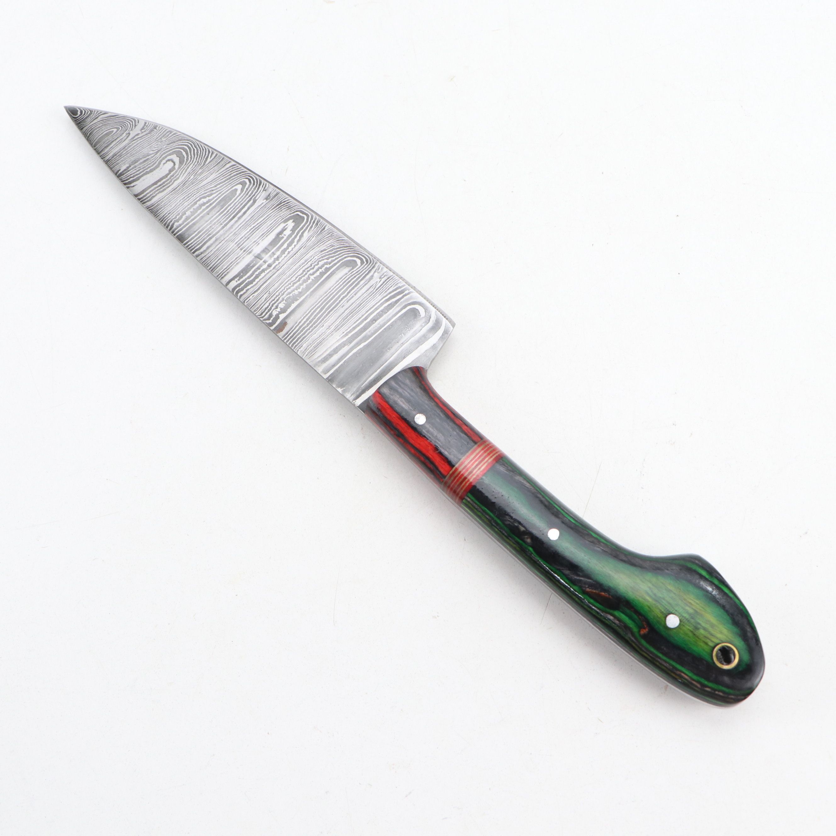 Louis Martin Damascus Steel and Wooden Handled Chef's Knife Set in Roll