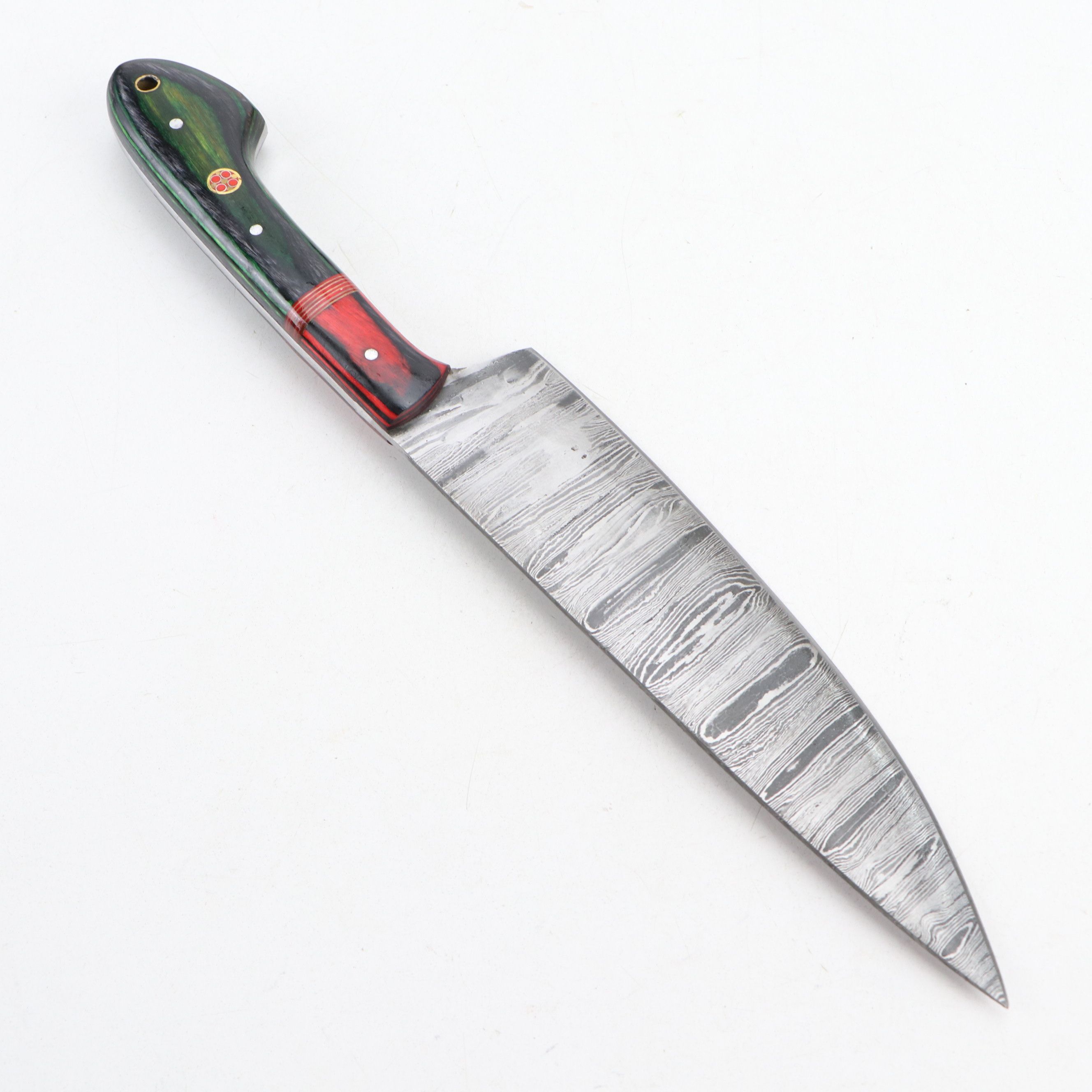 Louis Martin Damascus Steel and Wooden Handled Chef's Knife Set in Roll