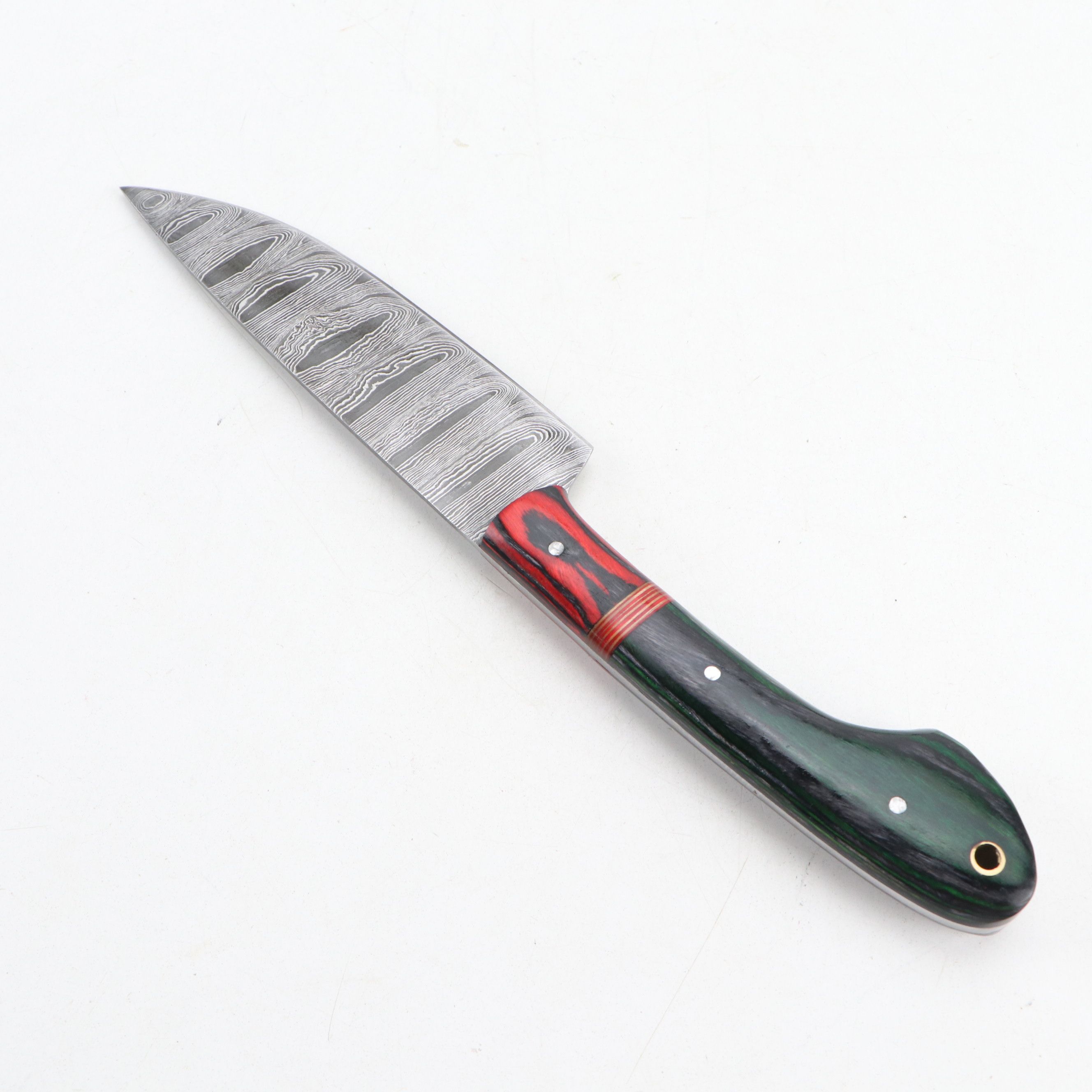 Louis Martin Damascus Steel and Wooden Handled Chef's Knife Set in Roll