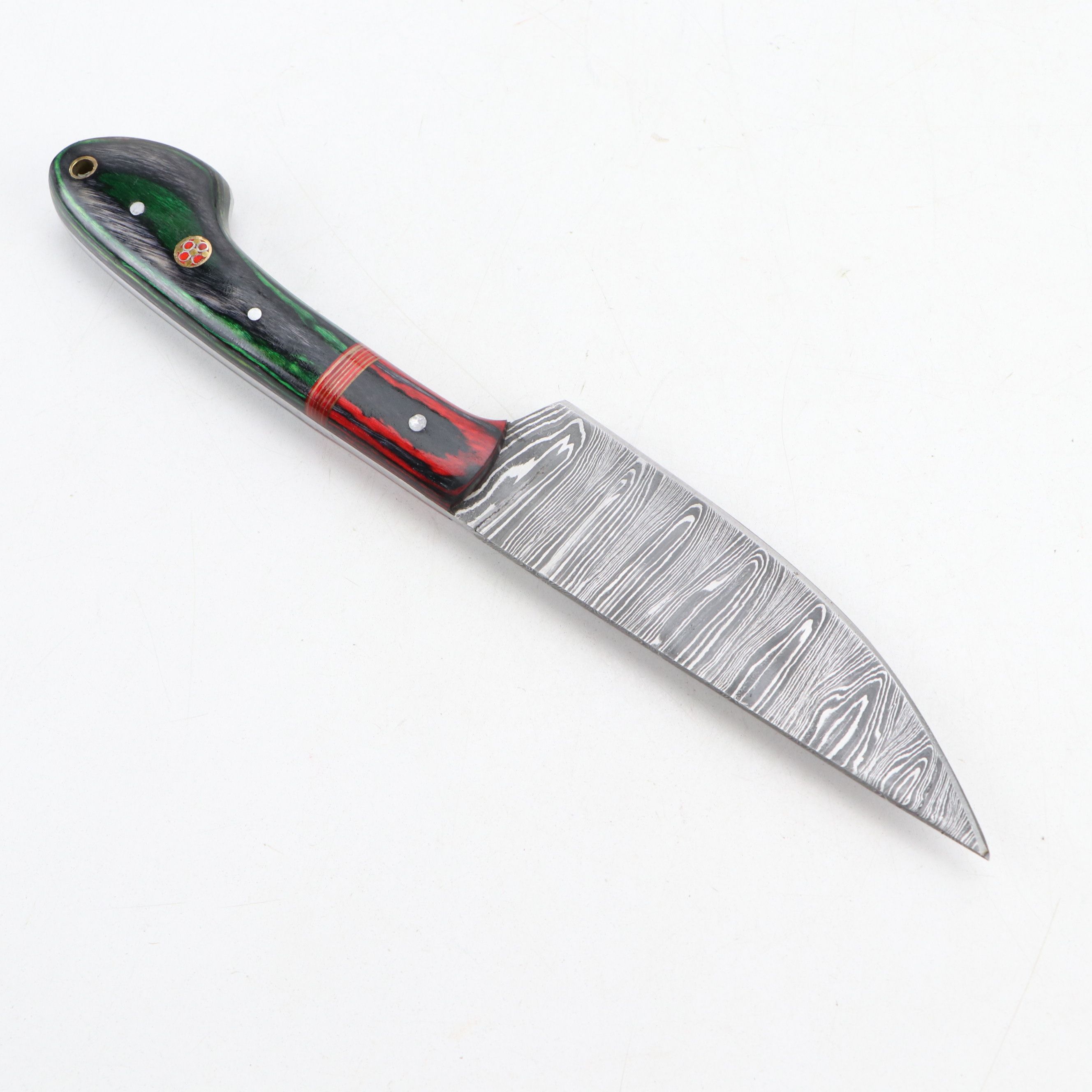 Louis Martin Damascus Steel and Wooden Handled Chef's Knife Set in Roll