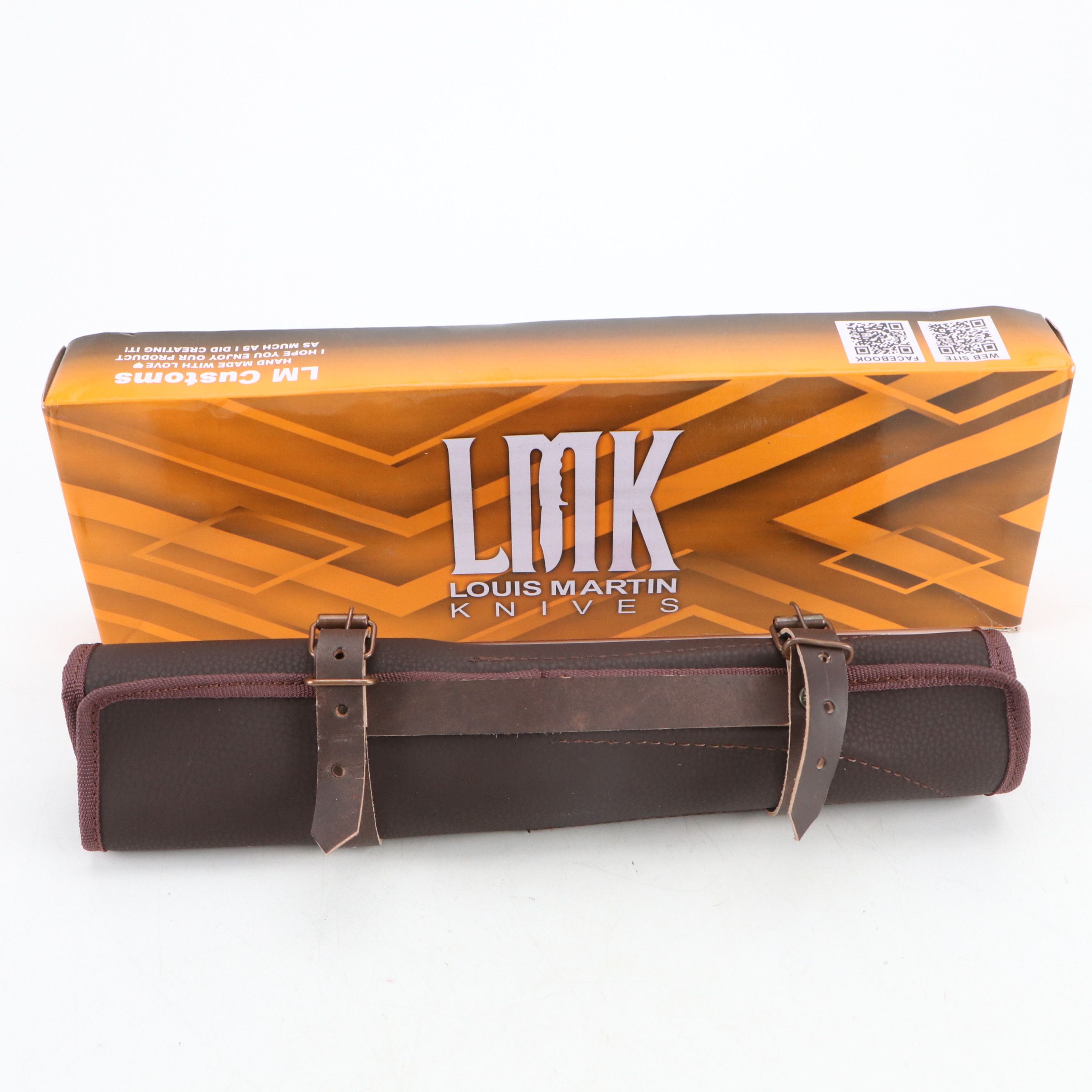 Louis Martin Damascus Steel and Wooden Handled Chef's Knife Set in Roll