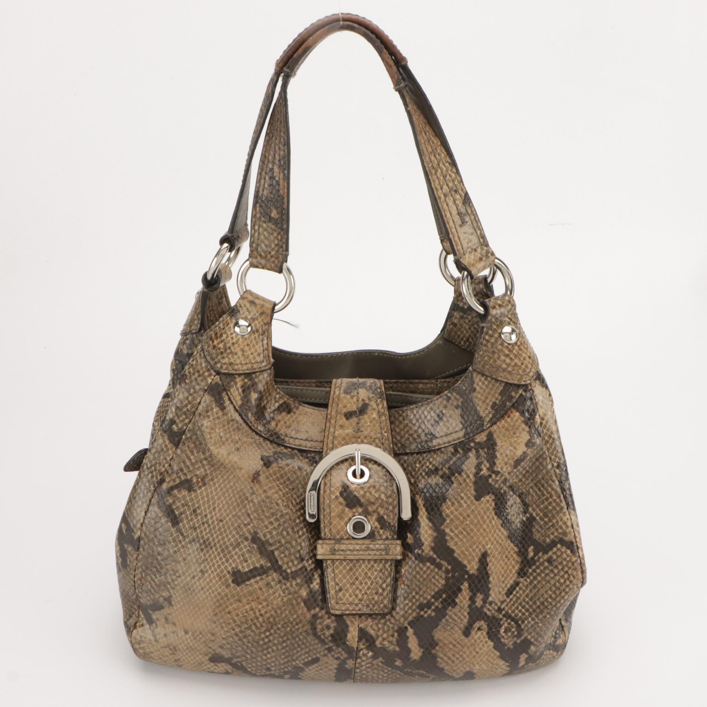 Coach "Soho Lynn" Python Leather Hobo Bag and Hype Tan Leather Buckle-Flap Bag
