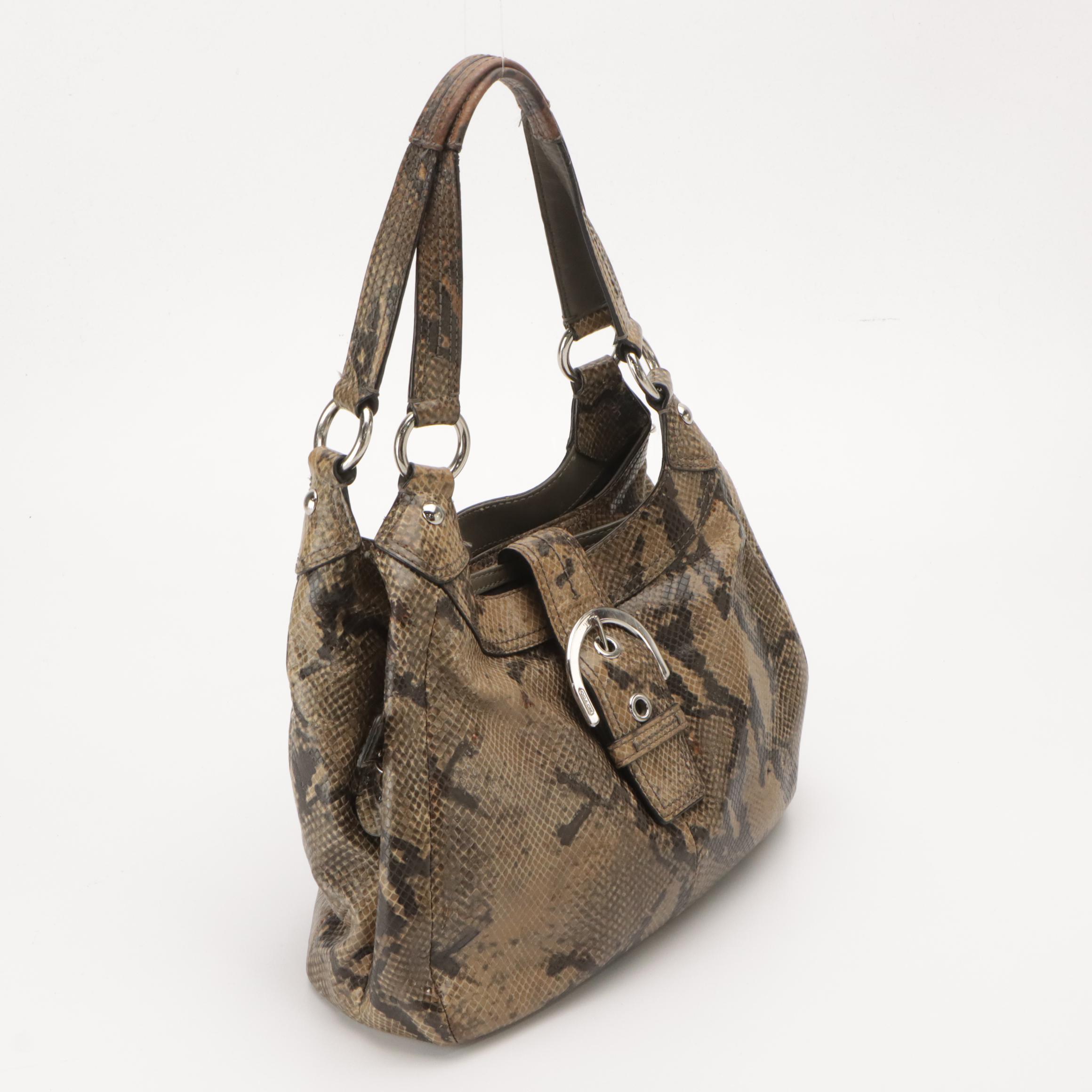Coach "Soho Lynn" Python Leather Hobo Bag and Hype Tan Leather Buckle-Flap Bag
