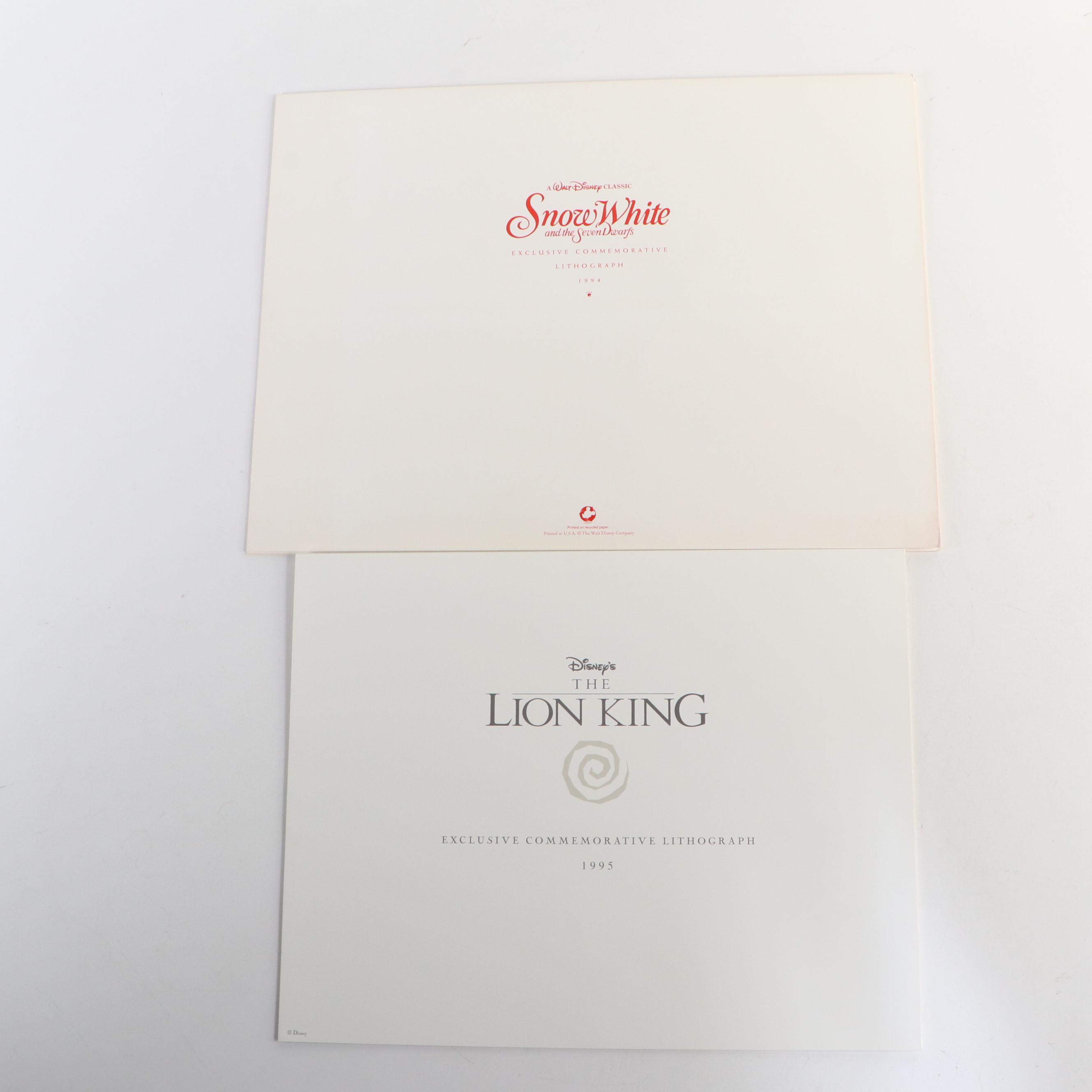 Walt Disney Classic "Snow White" and "The Lion King" Lithographs, 1994–1995