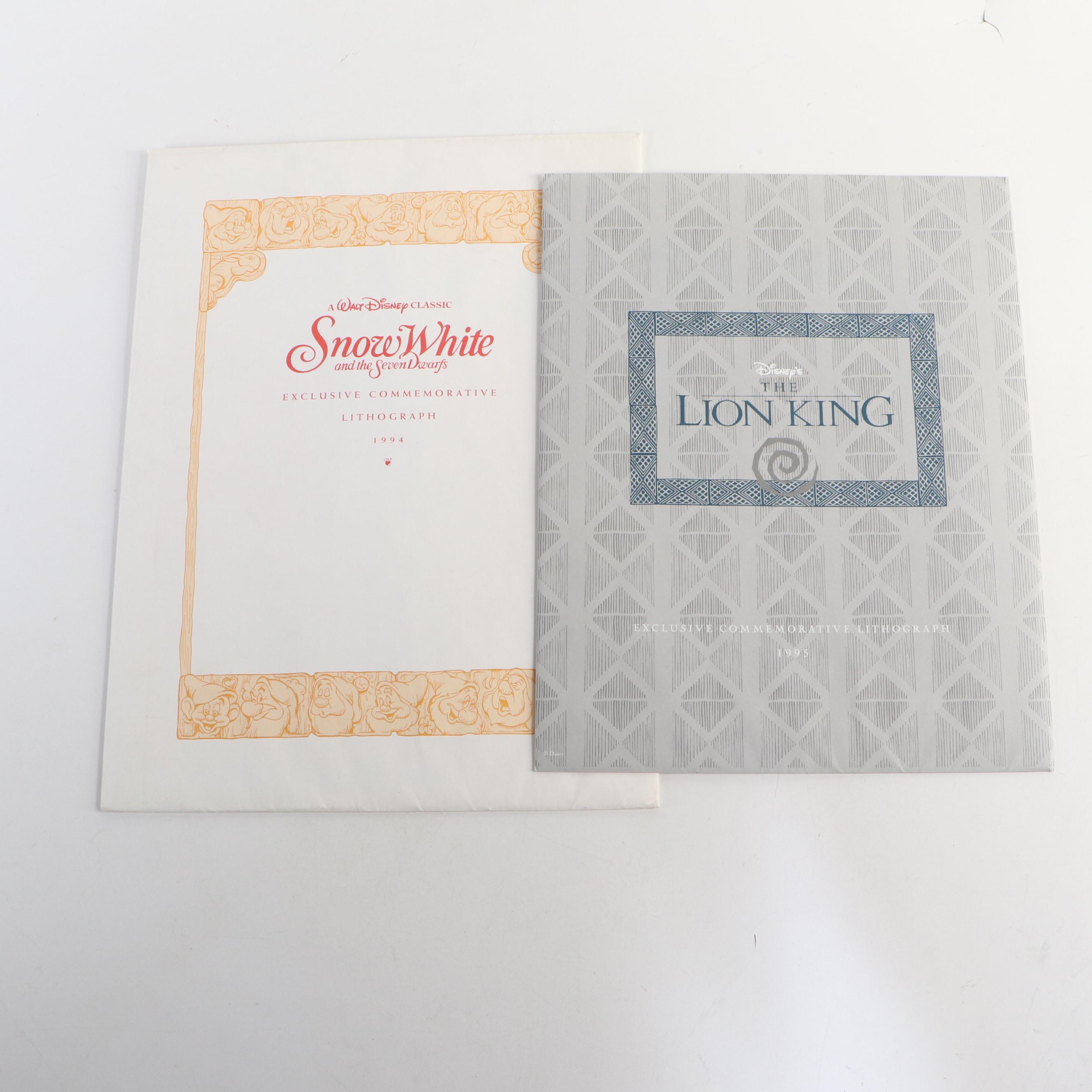 Walt Disney Classic "Snow White" and "The Lion King" Lithographs, 1994–1995