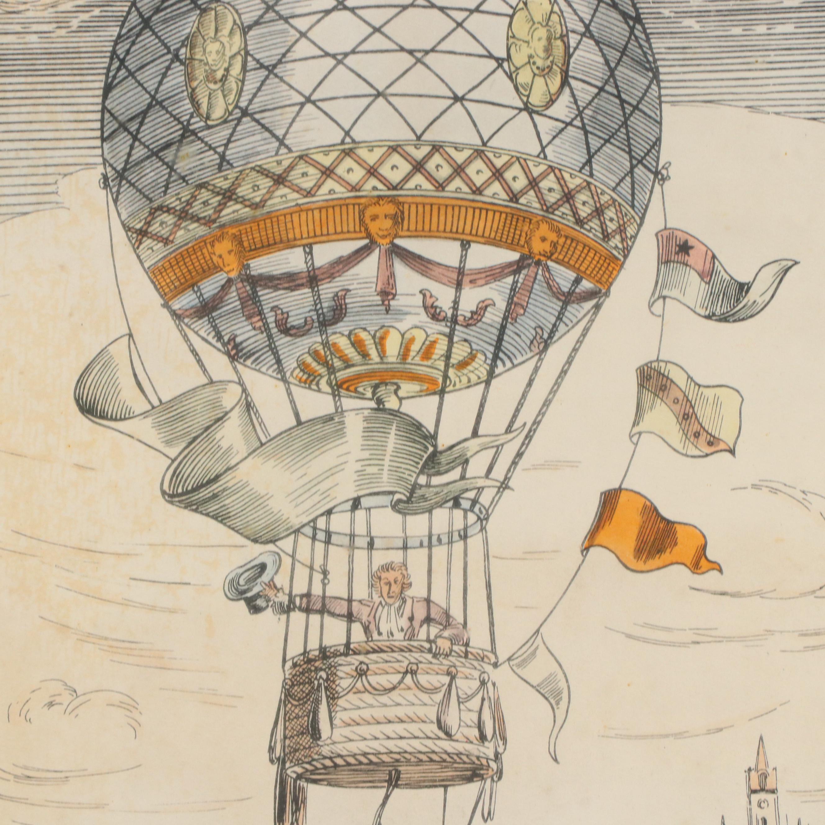 Hand-Colored Collotype After Biliverti Franco Rainaldi of Hot Air Balloon