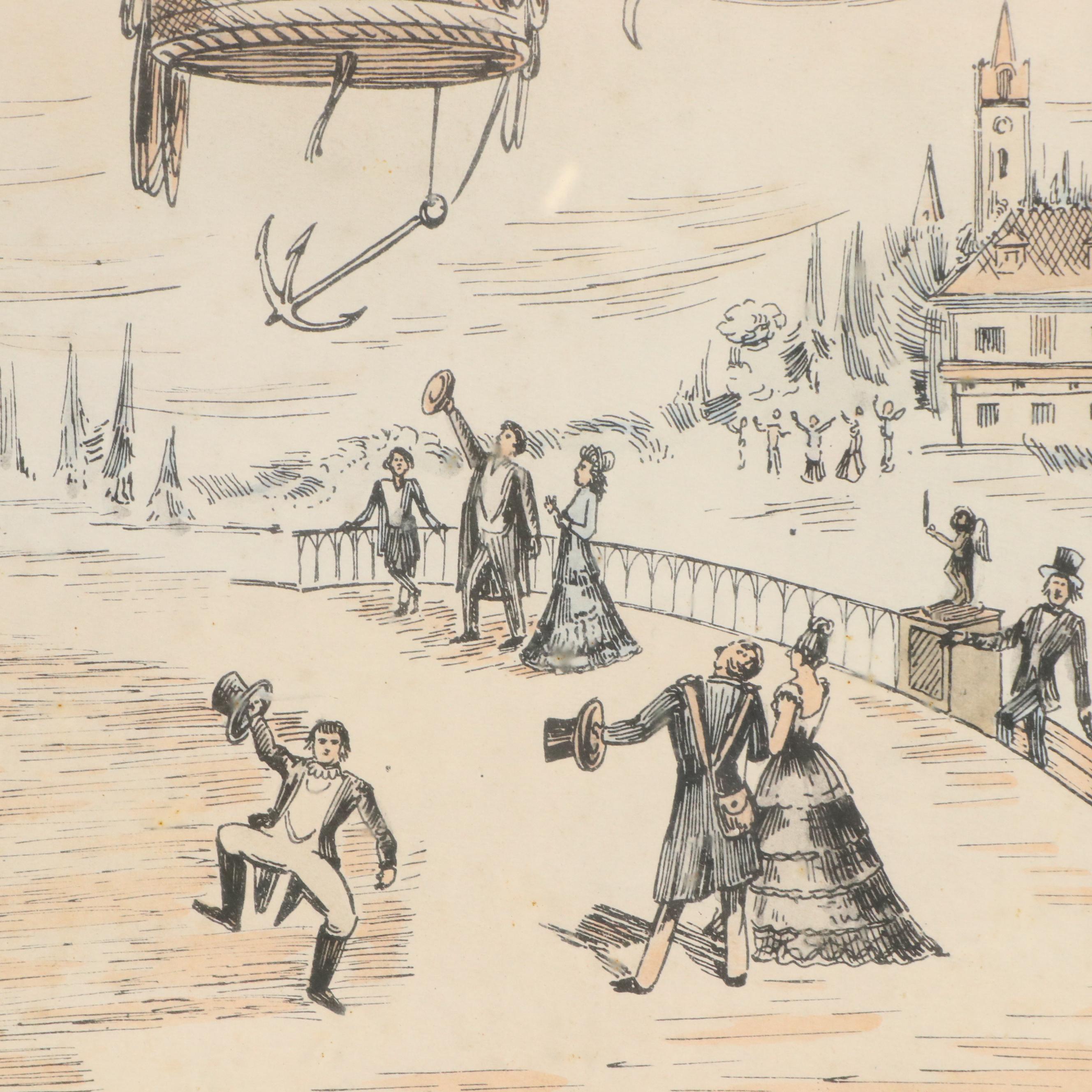 Hand-Colored Collotype After Biliverti Franco Rainaldi of Hot Air Balloon