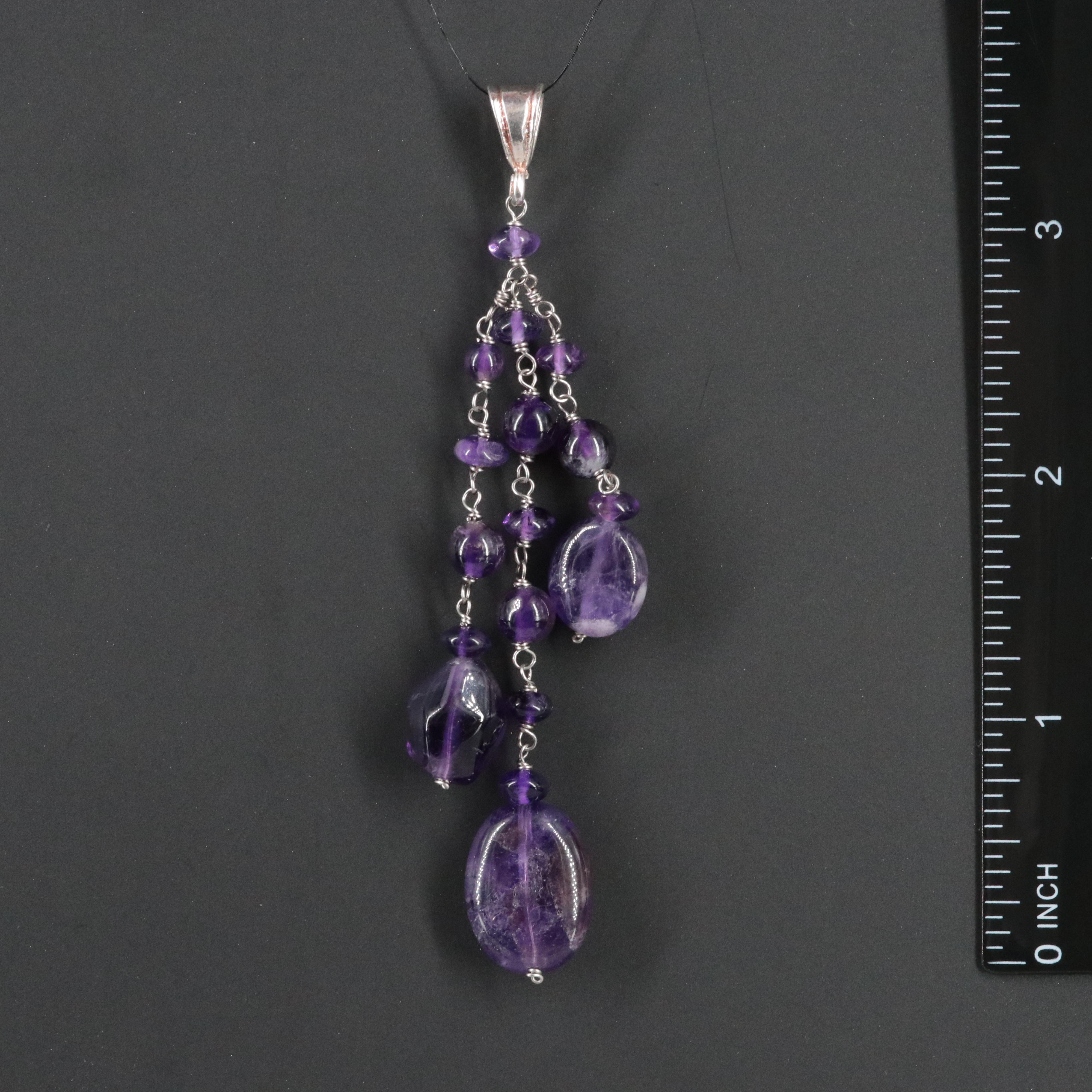 Sterling Amethyst Beaded Pendant
