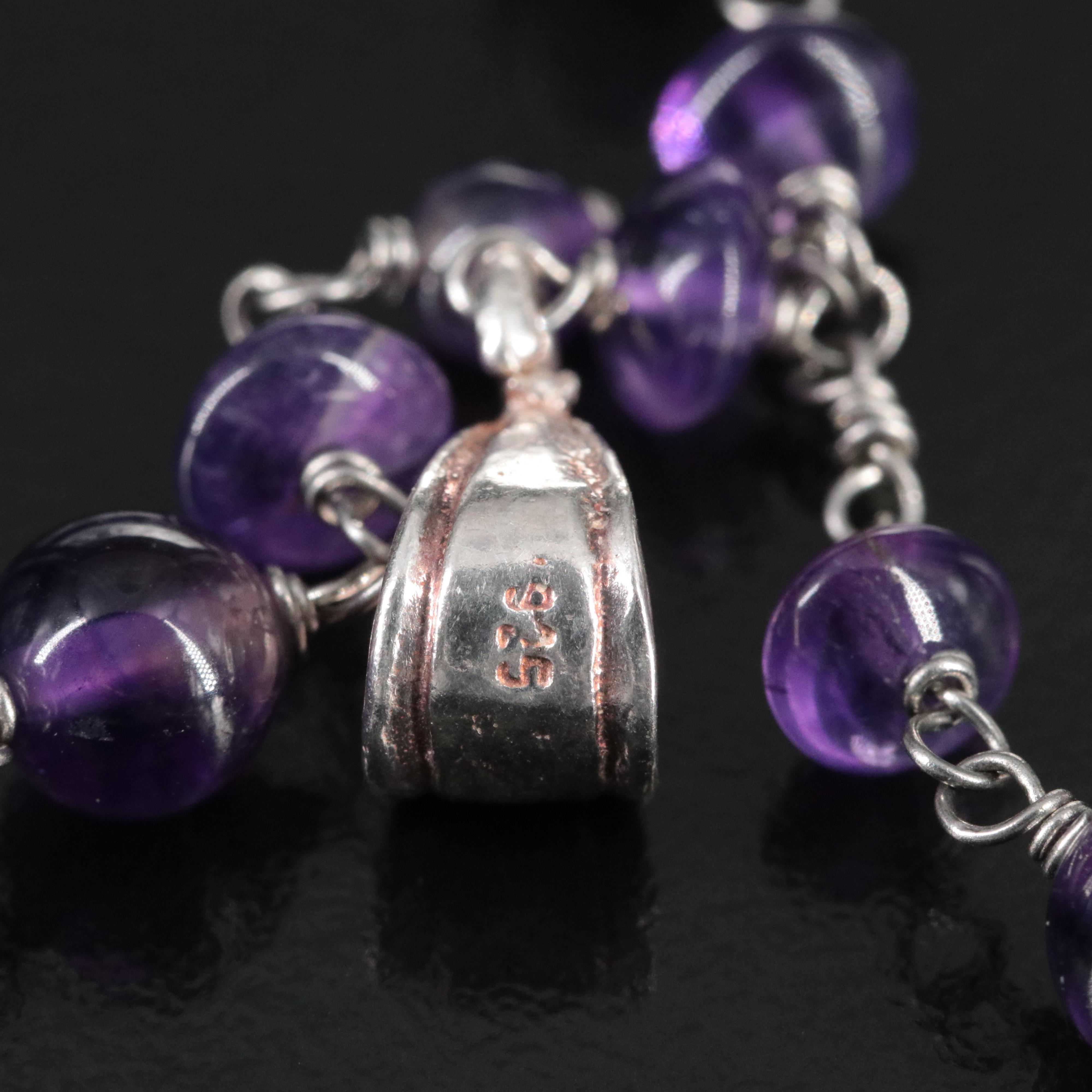 Sterling Amethyst Beaded Pendant