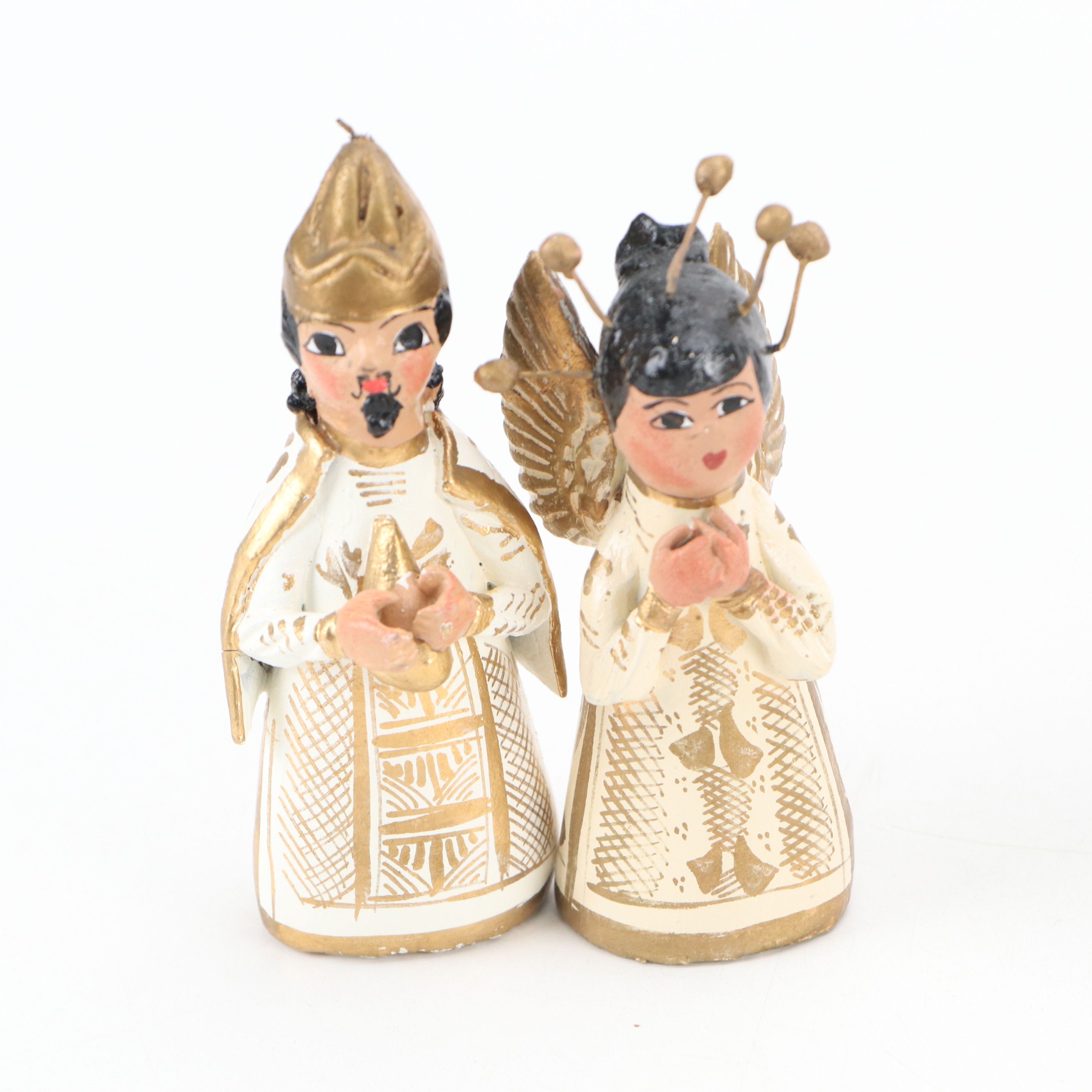 Mexican Folk Art Style Hand-Painted Ceramic Nativity Figurines