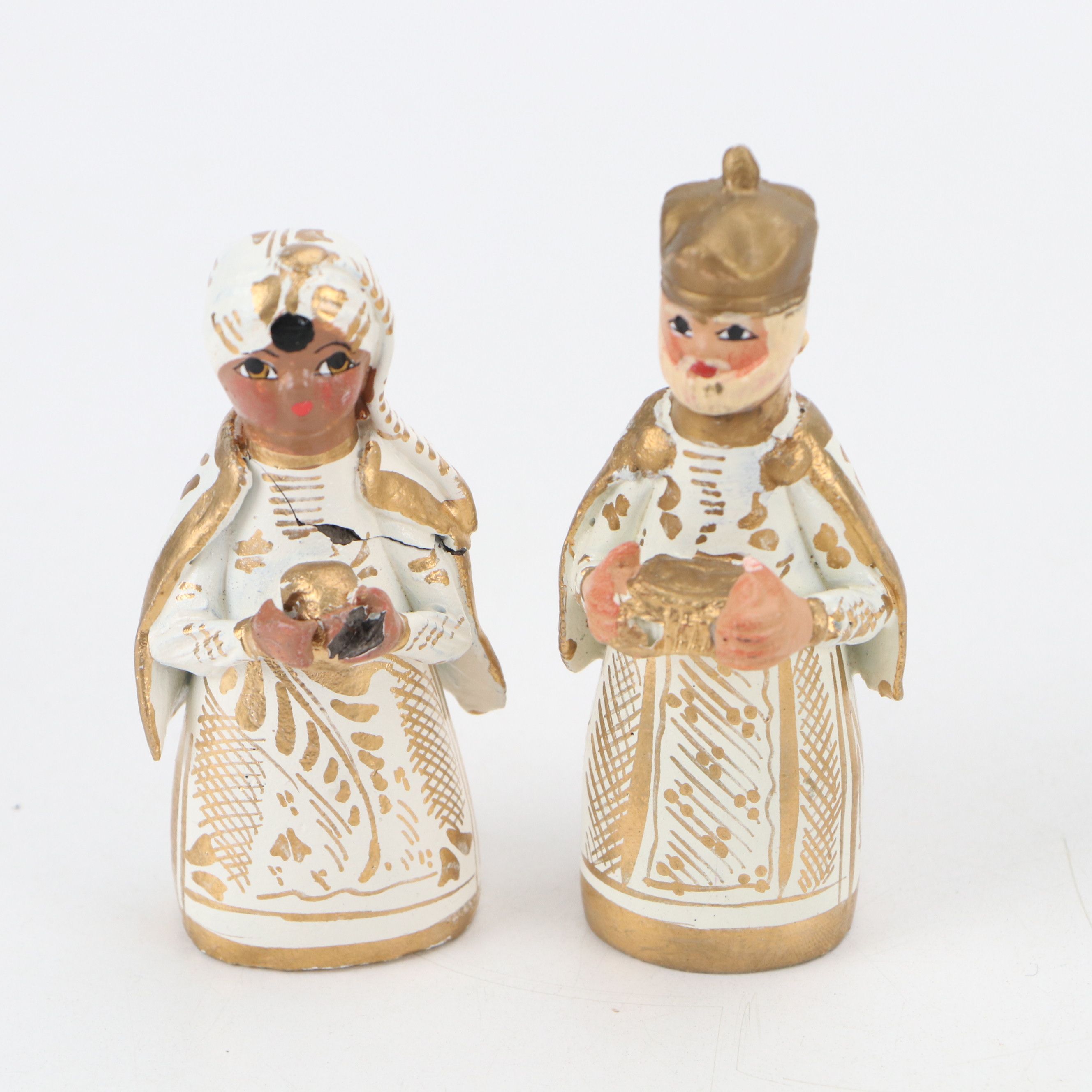 Mexican Folk Art Style Hand-Painted Ceramic Nativity Figurines