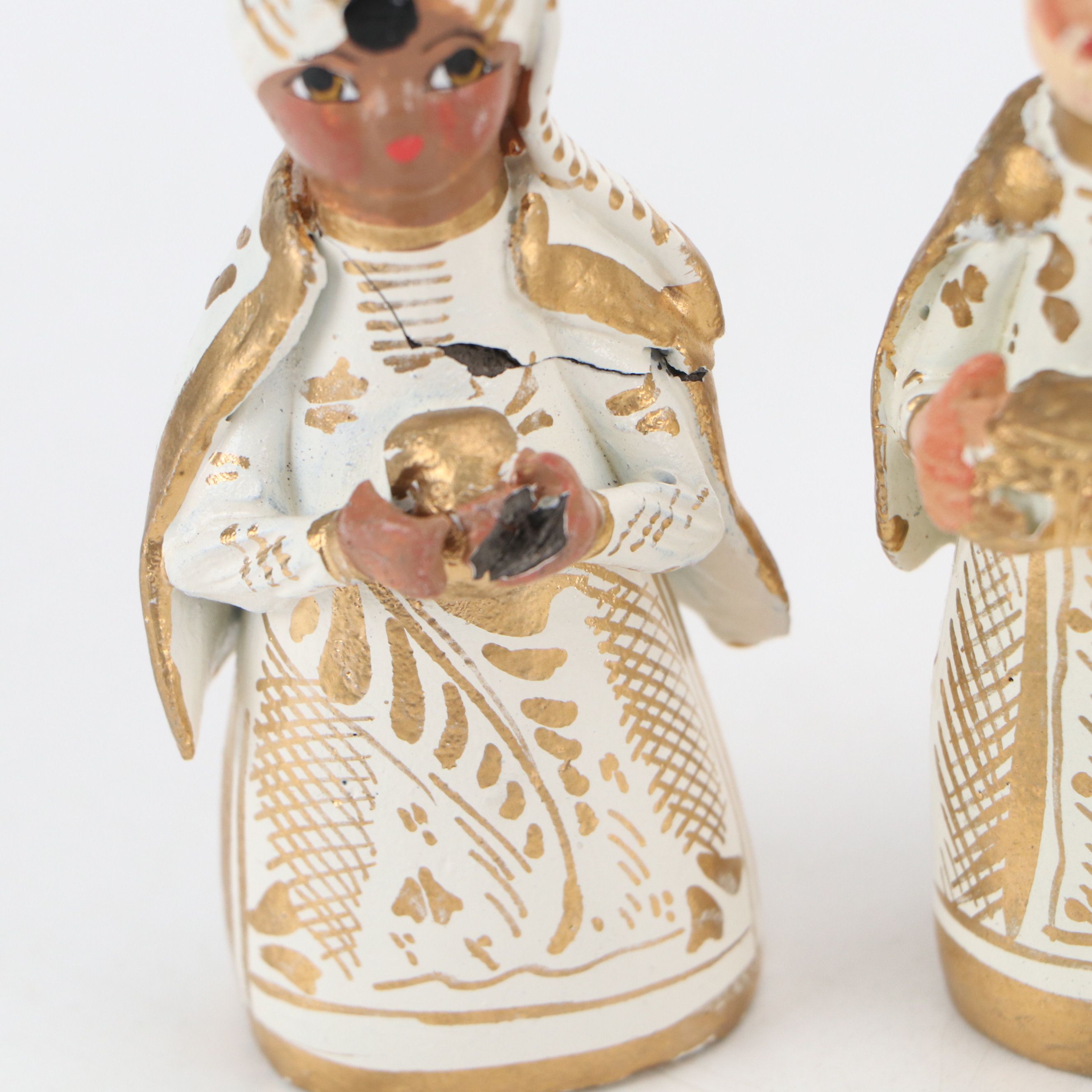 Mexican Folk Art Style Hand-Painted Ceramic Nativity Figurines