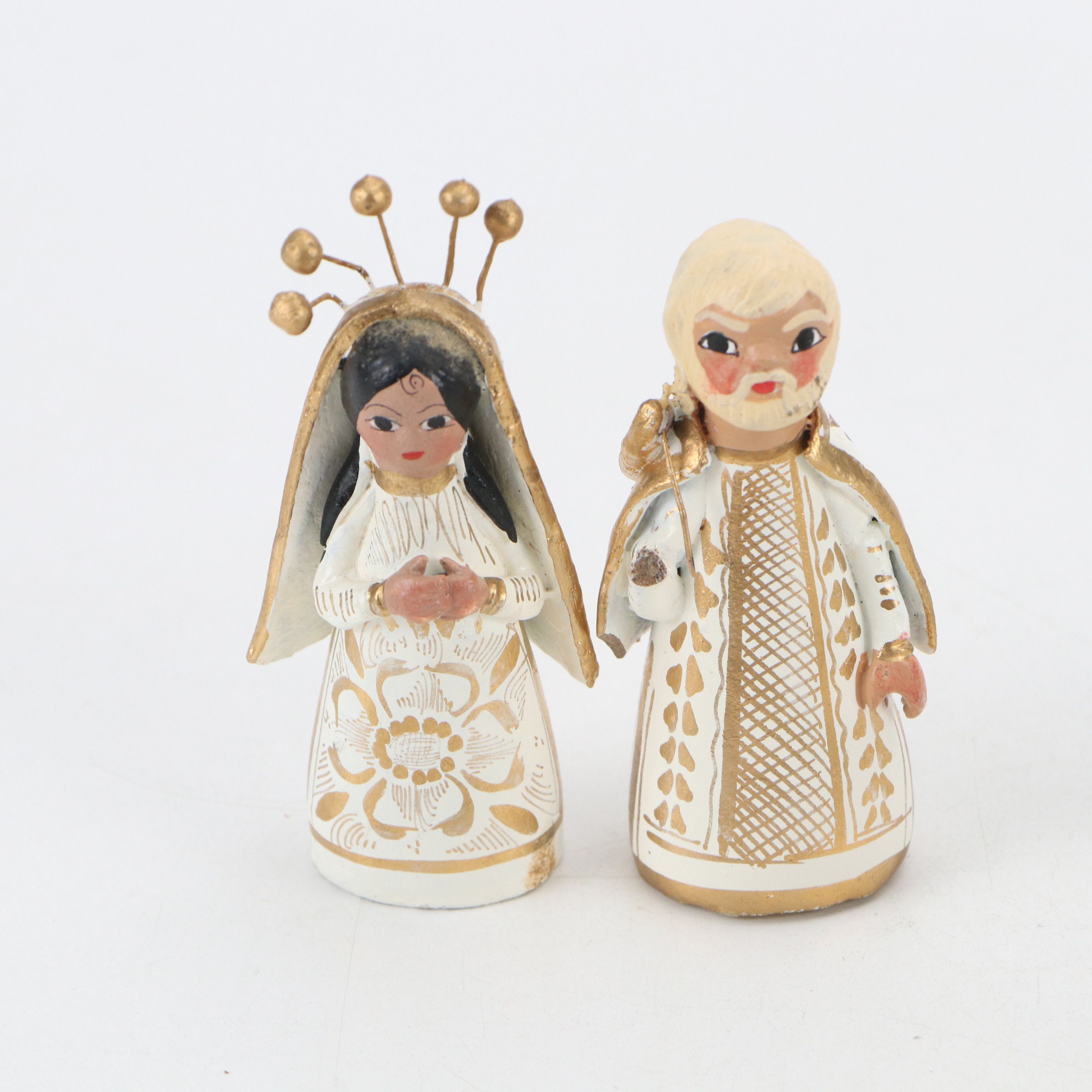 Mexican Folk Art Style Hand-Painted Ceramic Nativity Figurines