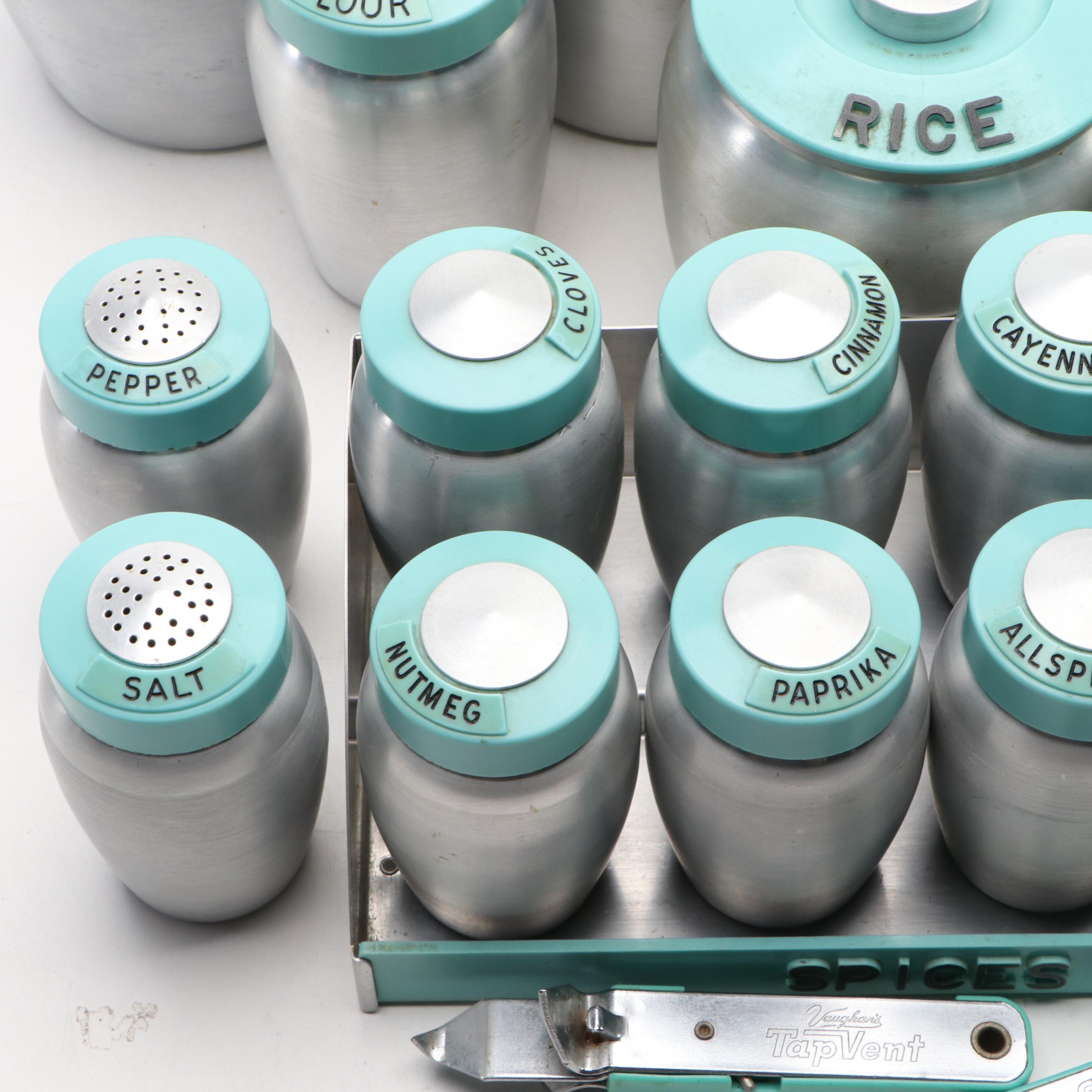 Kromex Aluminum Kitchen Canister Set, Mid-20th Century