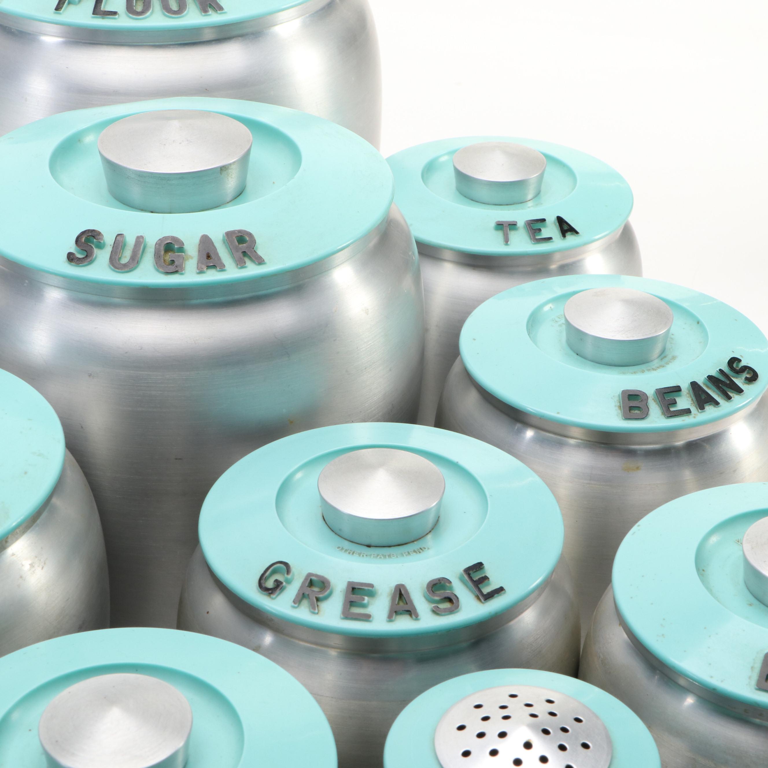 Kromex Aluminum Kitchen Canister Set, Mid-20th Century