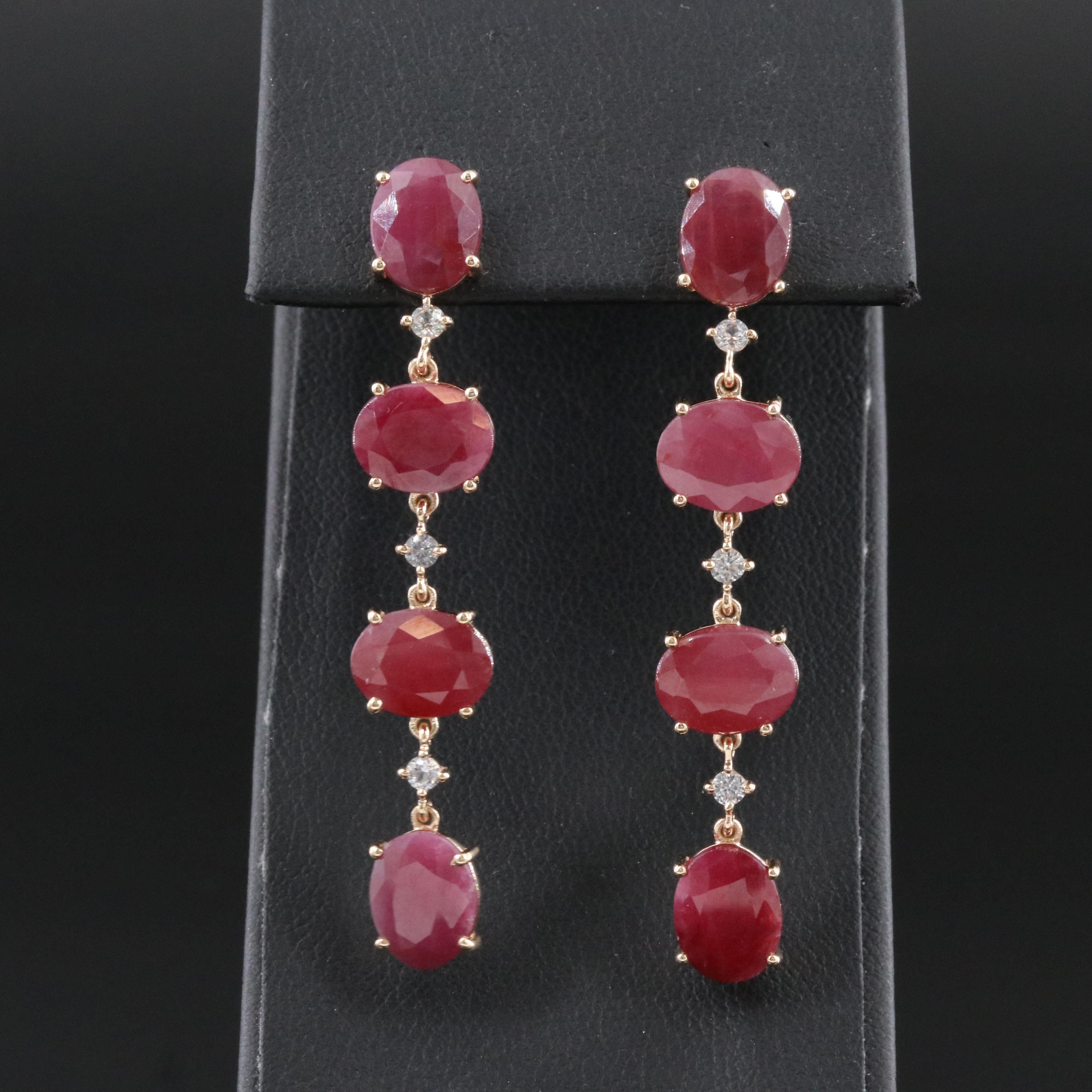14K Ruby and White Sapphire Earrings