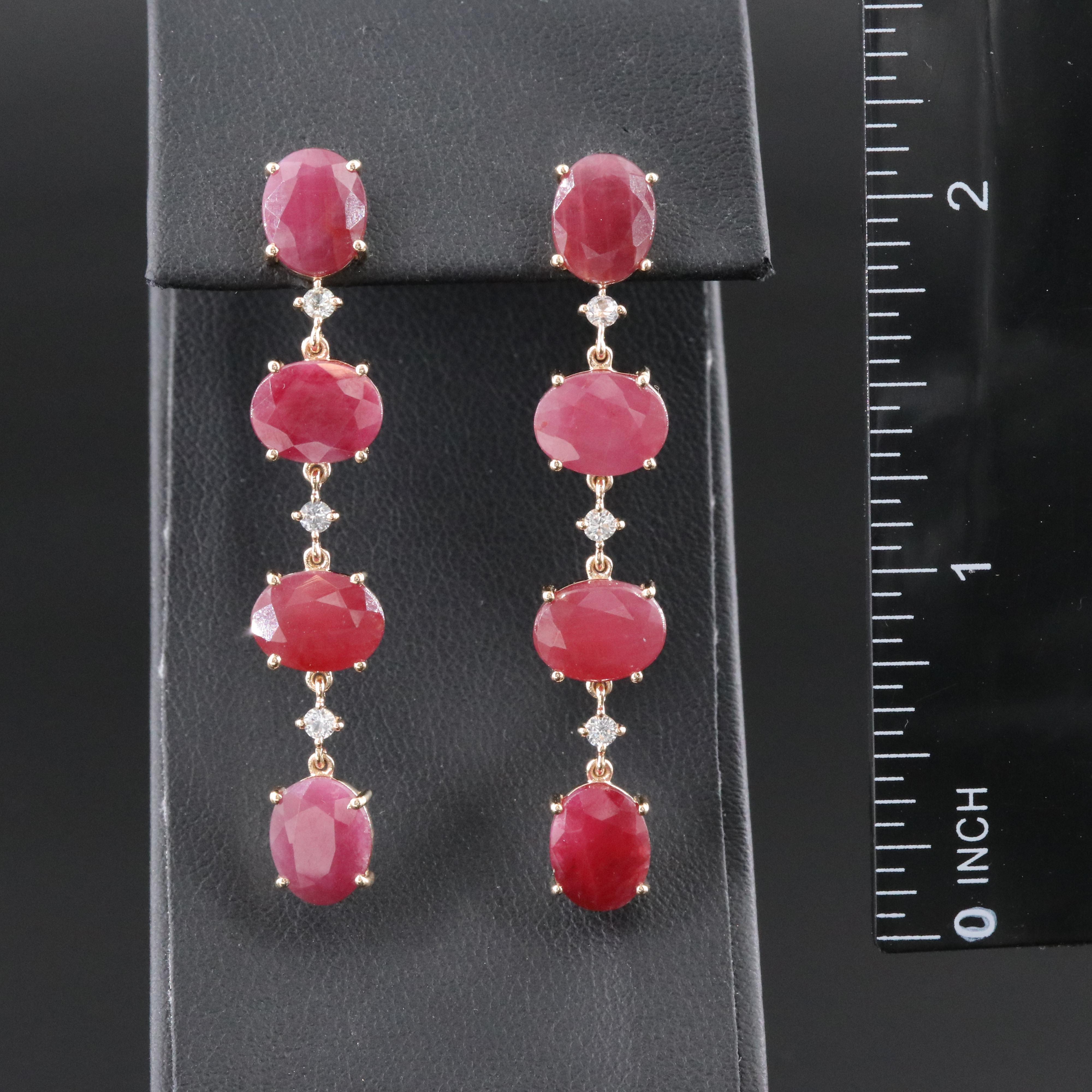 14K Ruby and White Sapphire Earrings