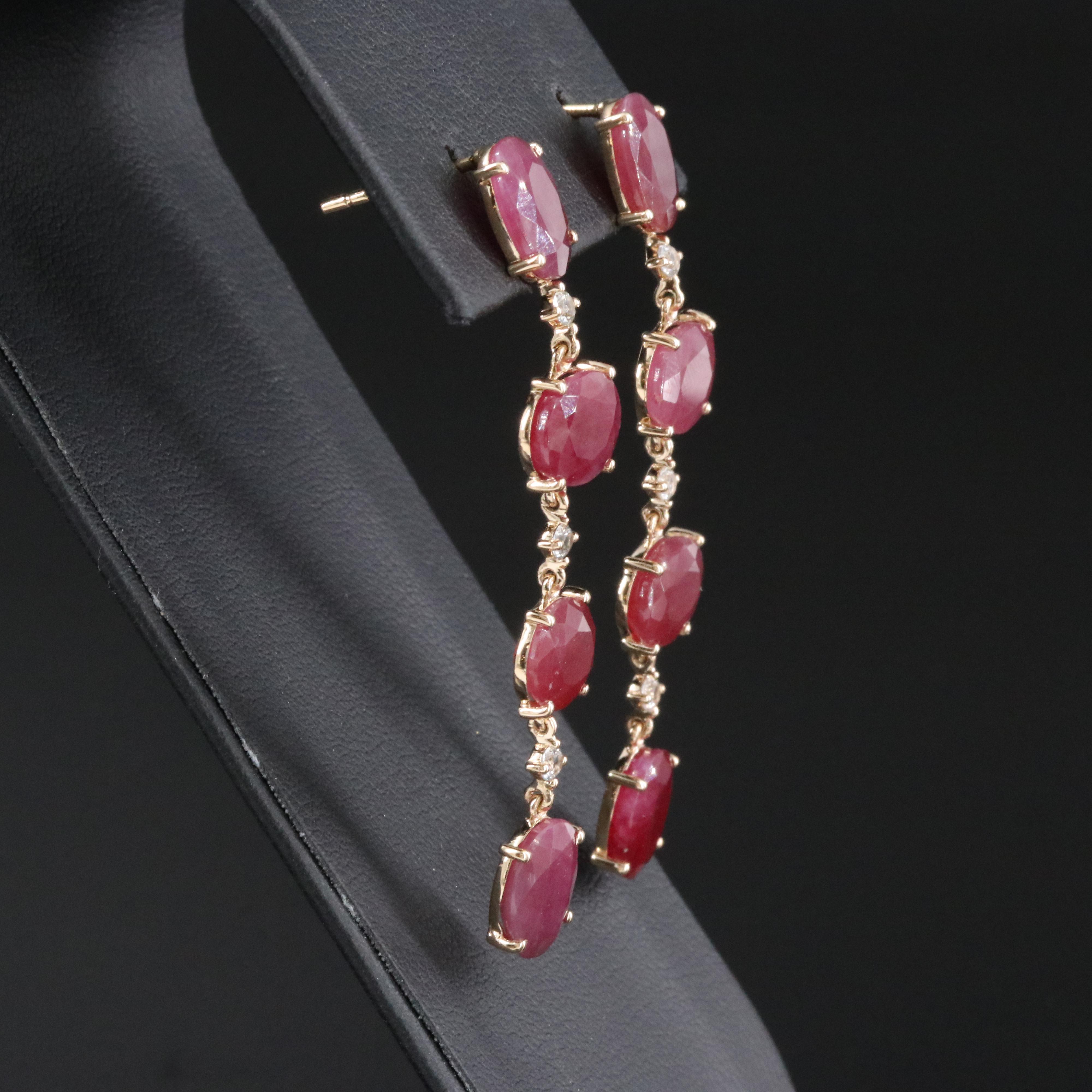14K Ruby and White Sapphire Earrings
