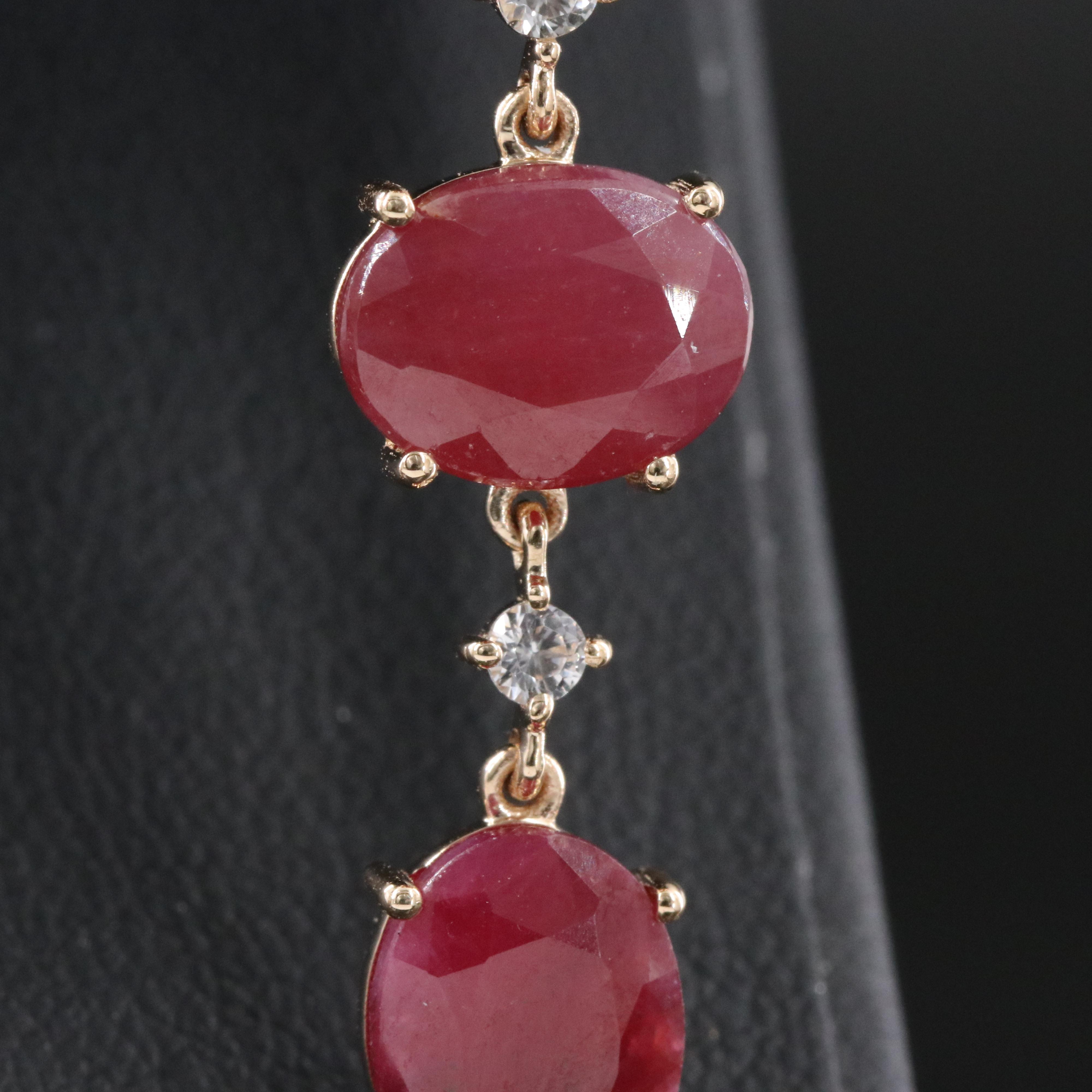 14K Ruby and White Sapphire Earrings