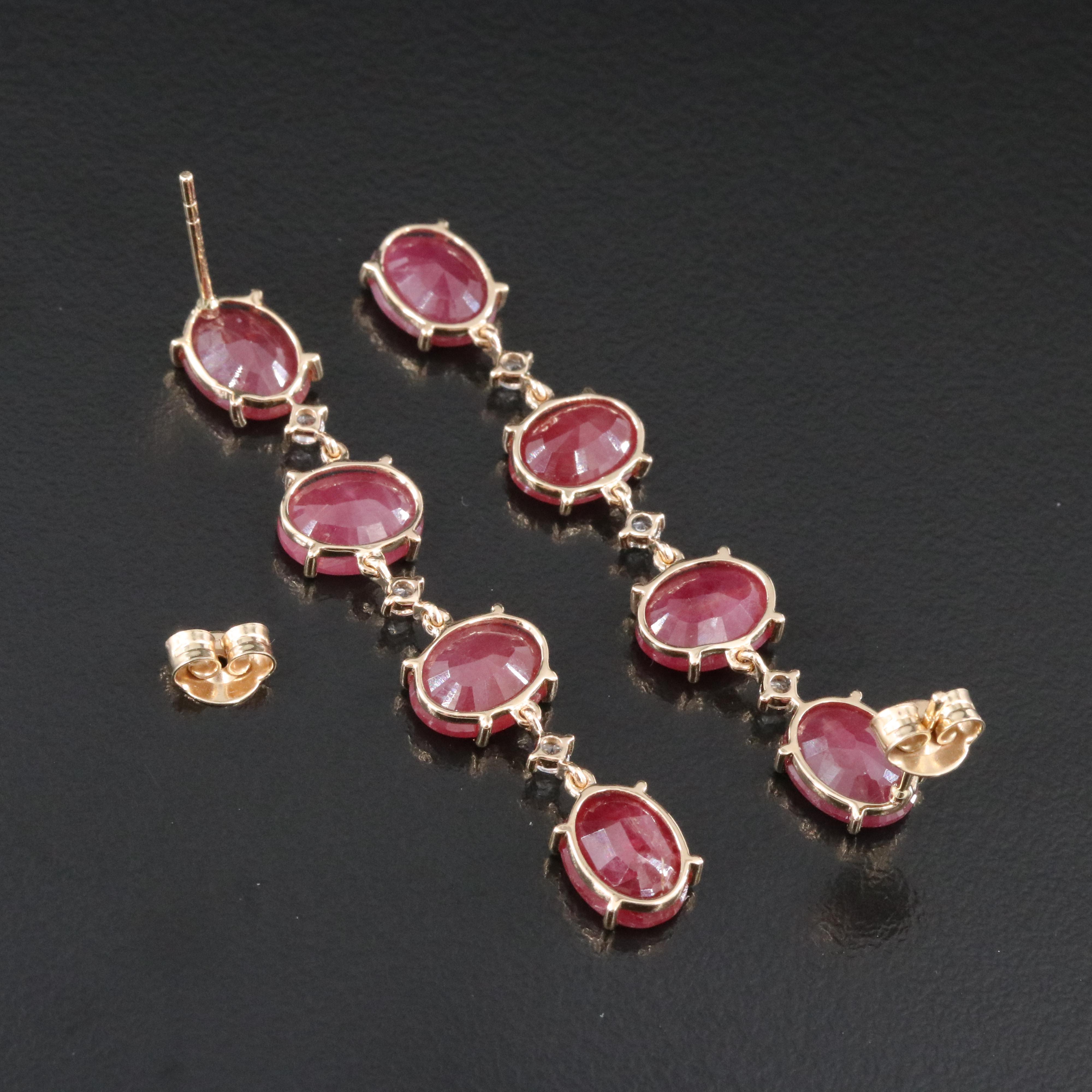 14K Ruby and White Sapphire Earrings