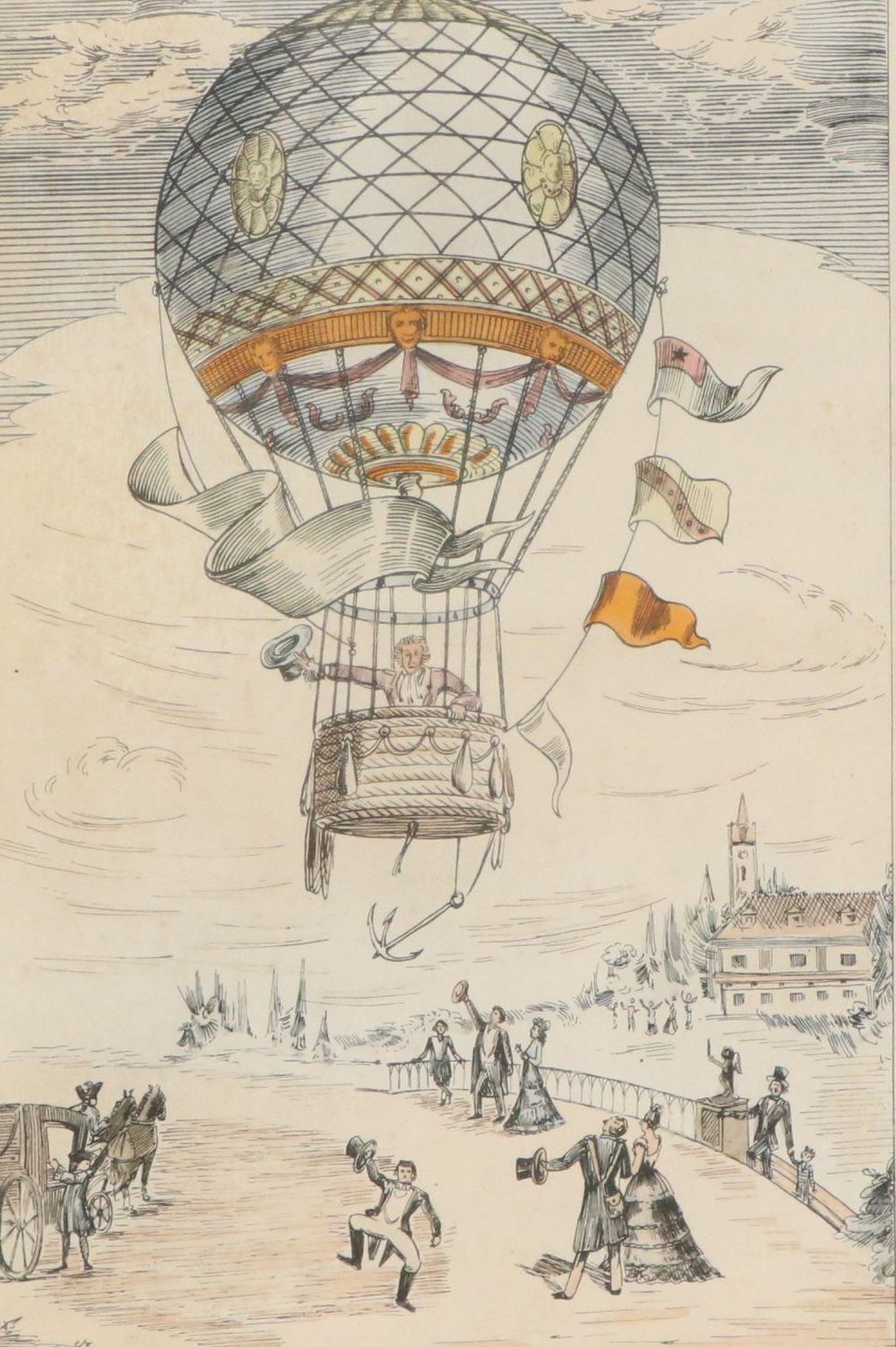 Hand-Colored Collotype After Biliverti Franco Rainaldi of Hot Air Balloon