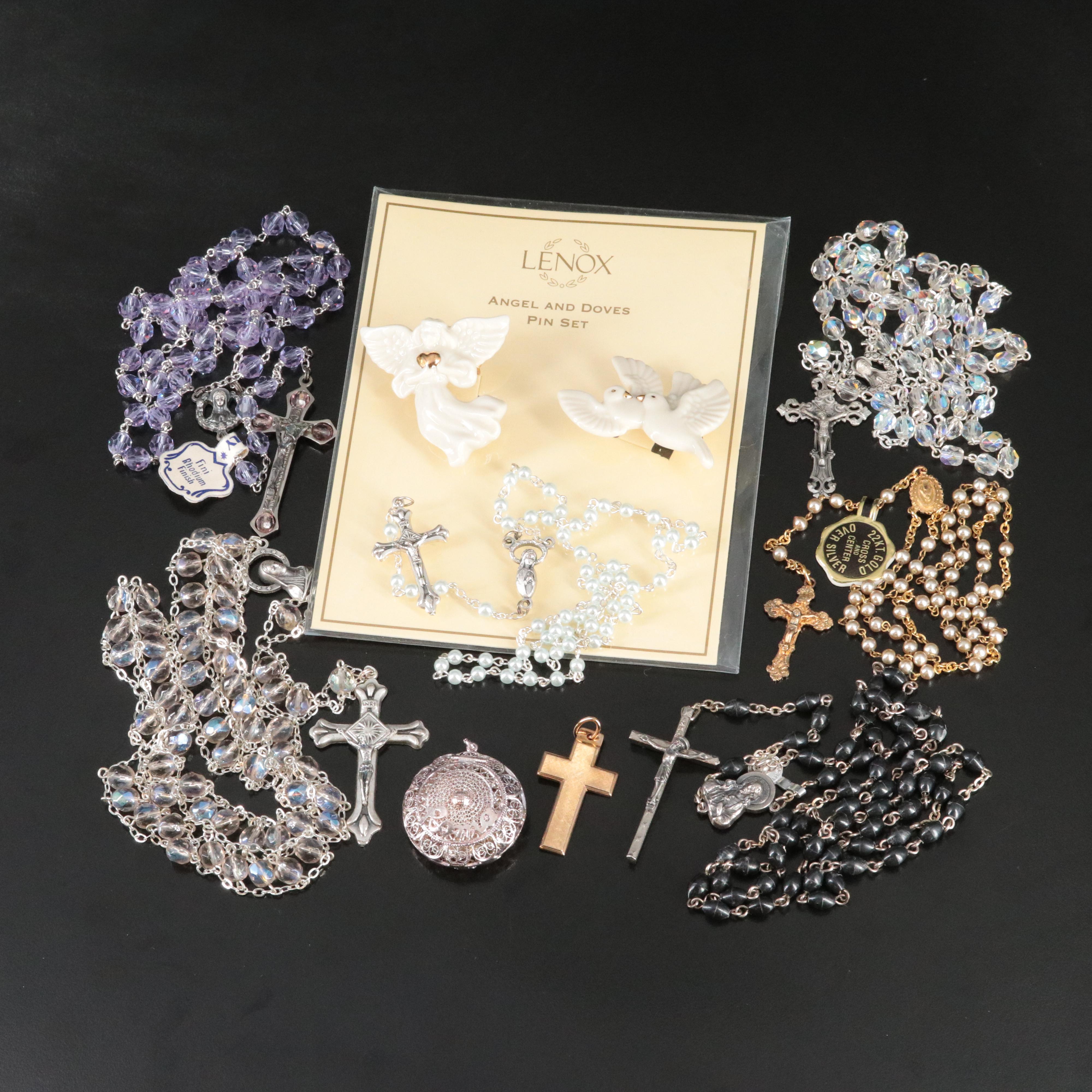 Lenox Pin Set and 800 Silver Featured in Rosary Collection