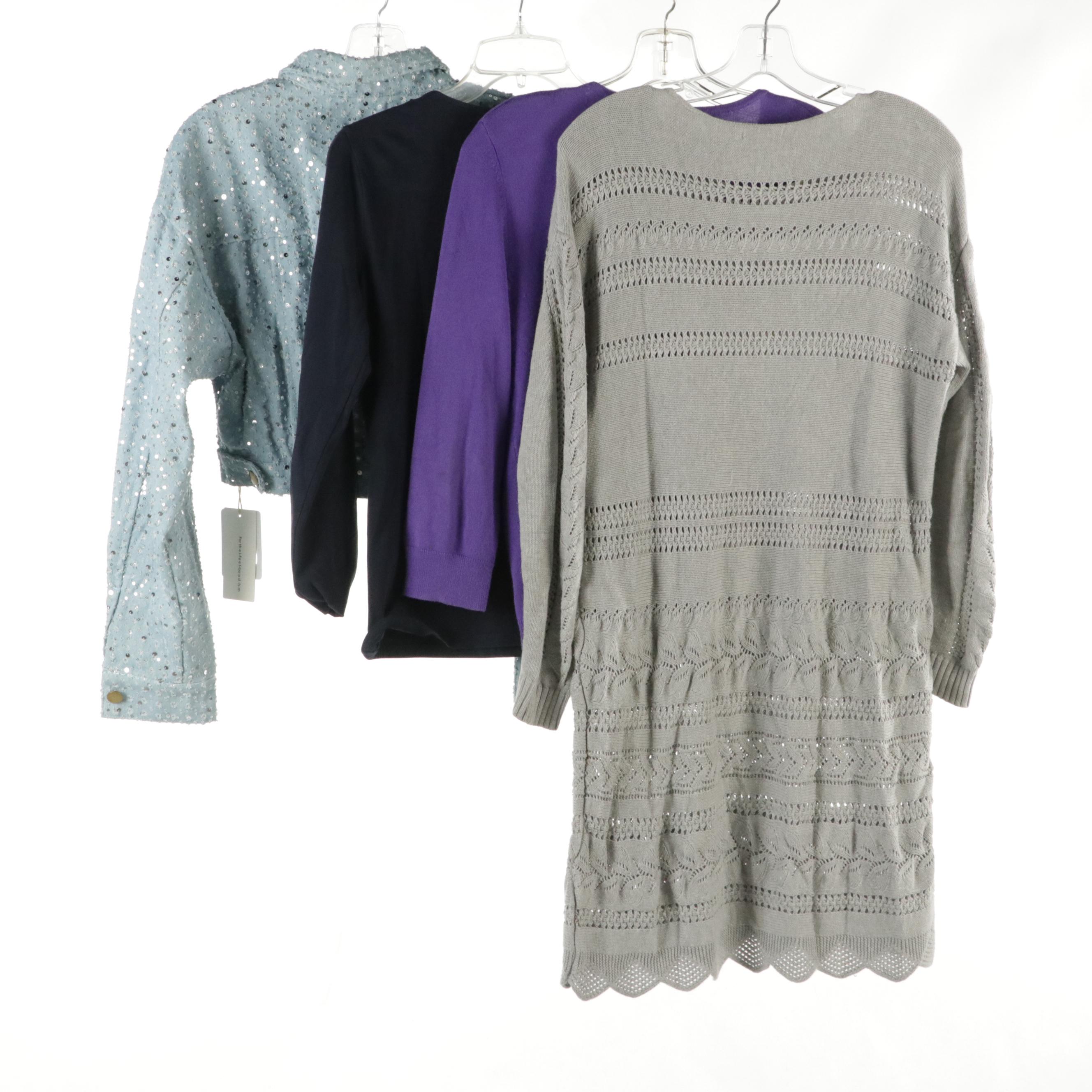 Commence Sequined Cropped Jacket, Sundance Sweater Dress W/ Other Cardigan & Top