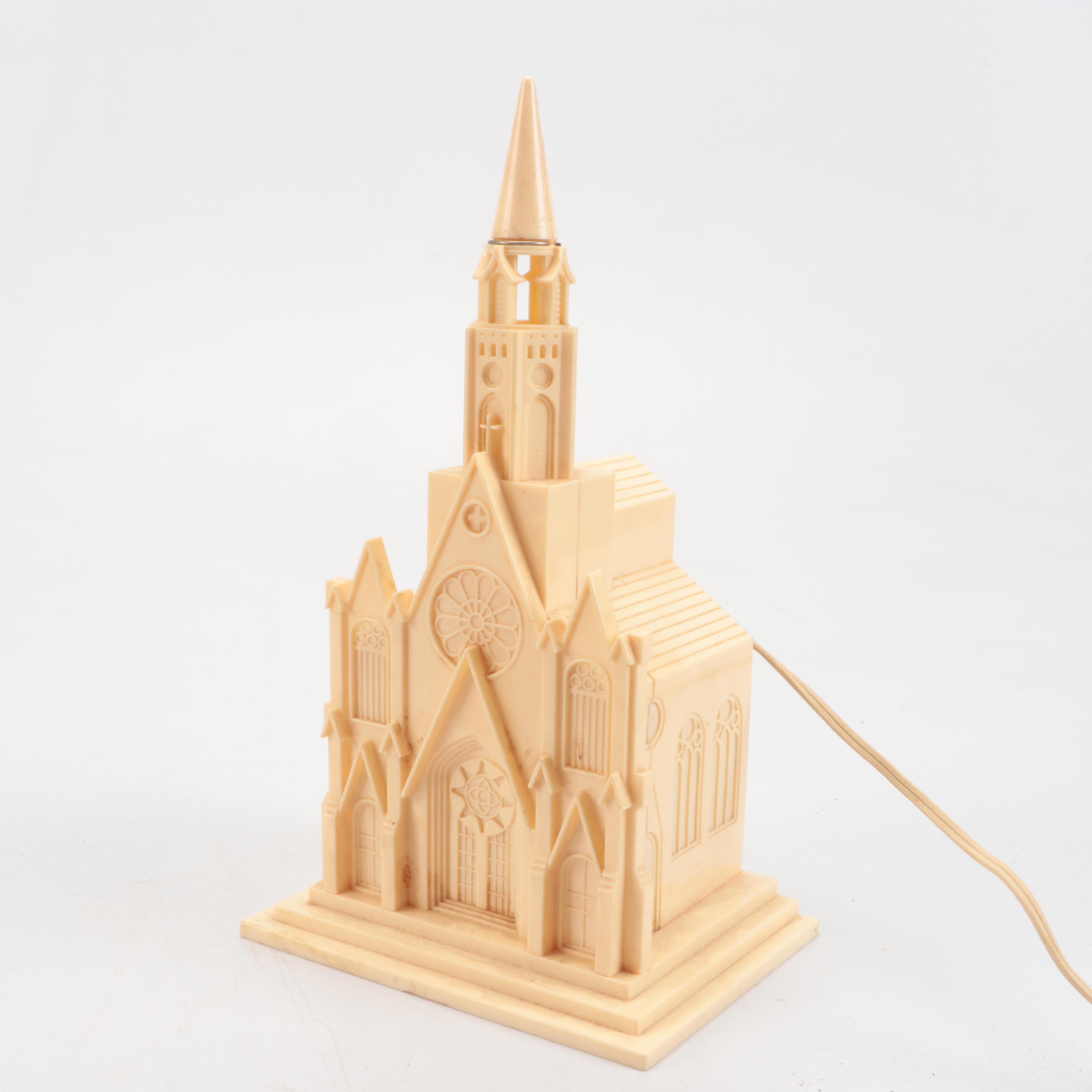 Chapel Shaped Plastic Music Box, Ceramic Santa Claus Figurine, and More Décor