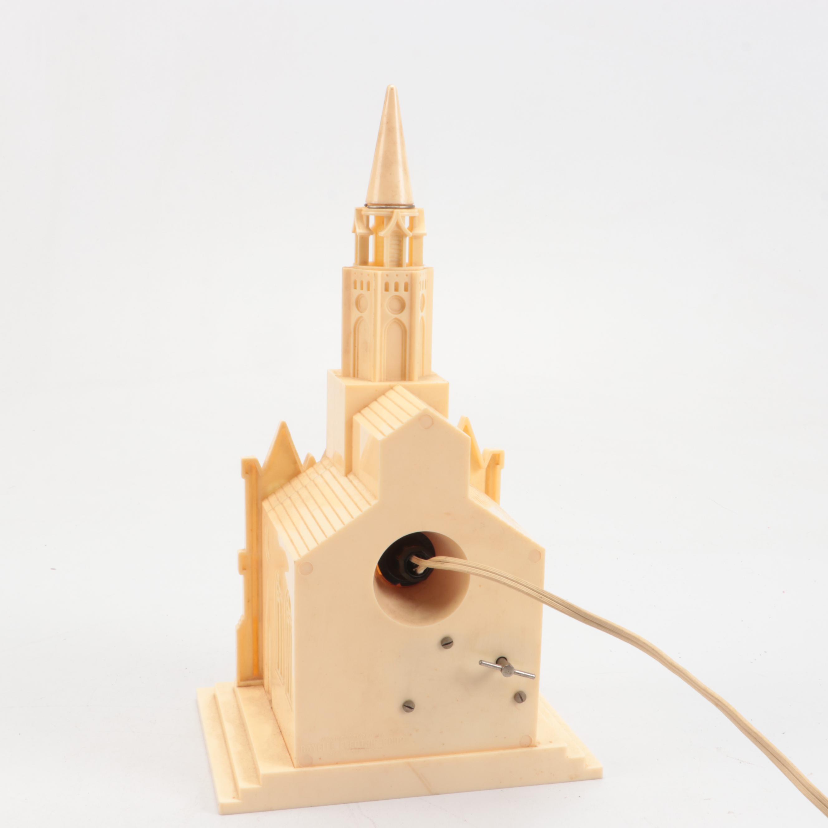 Chapel Shaped Plastic Music Box, Ceramic Santa Claus Figurine, and More Décor