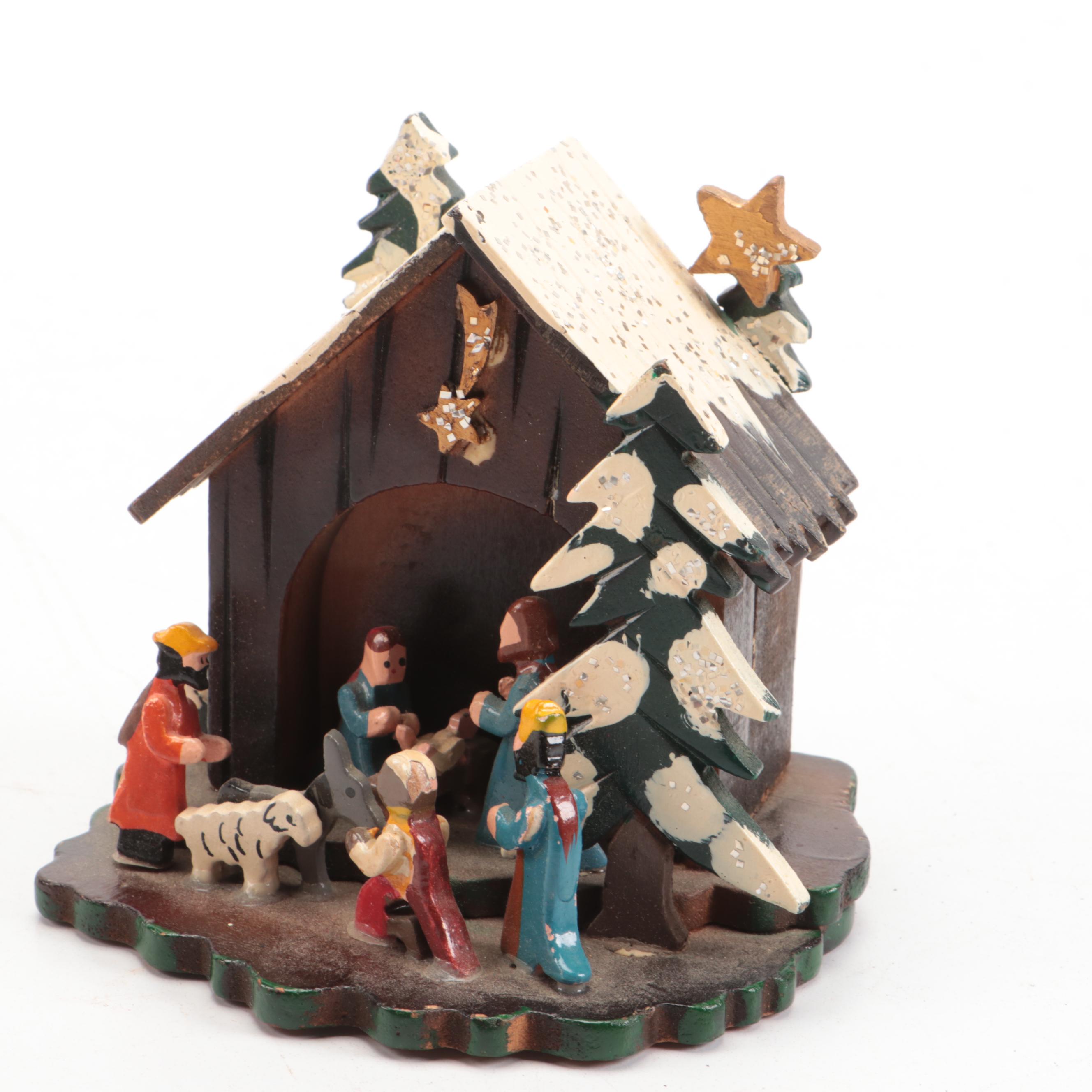 Chapel Shaped Plastic Music Box, Ceramic Santa Claus Figurine, and More Décor