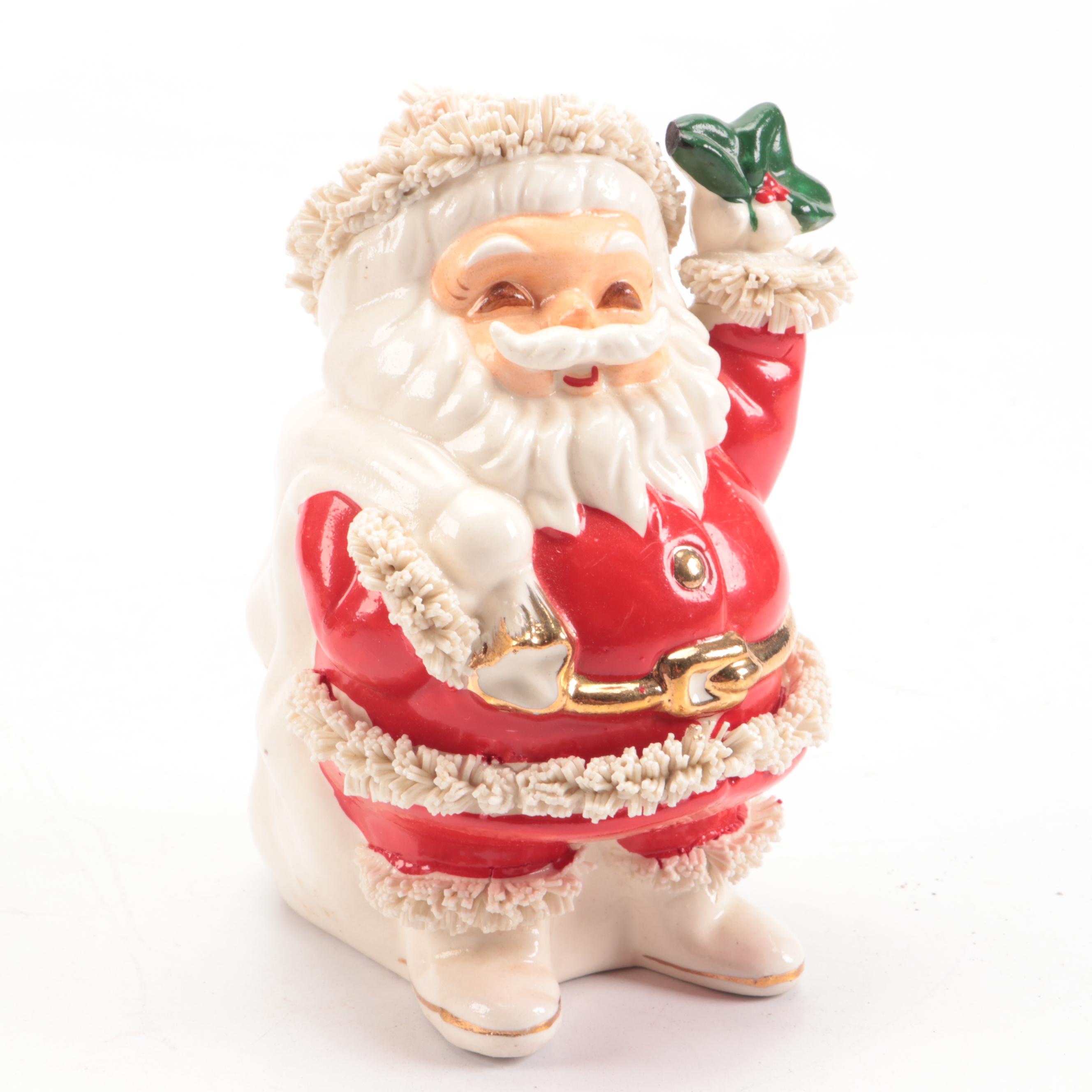 Chapel Shaped Plastic Music Box, Ceramic Santa Claus Figurine, and More Décor