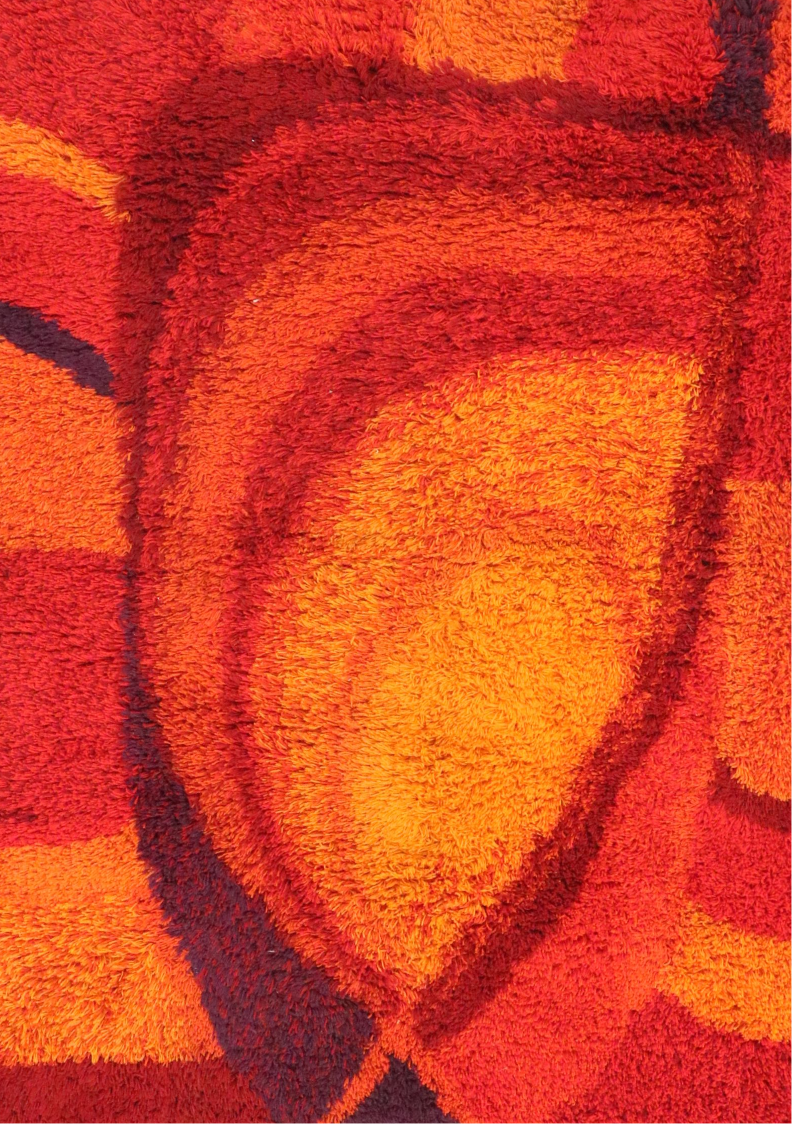 5'8 x 7'9 Hand-Knotted Ege Rya Danish Modern Shag Carpet Area Rug