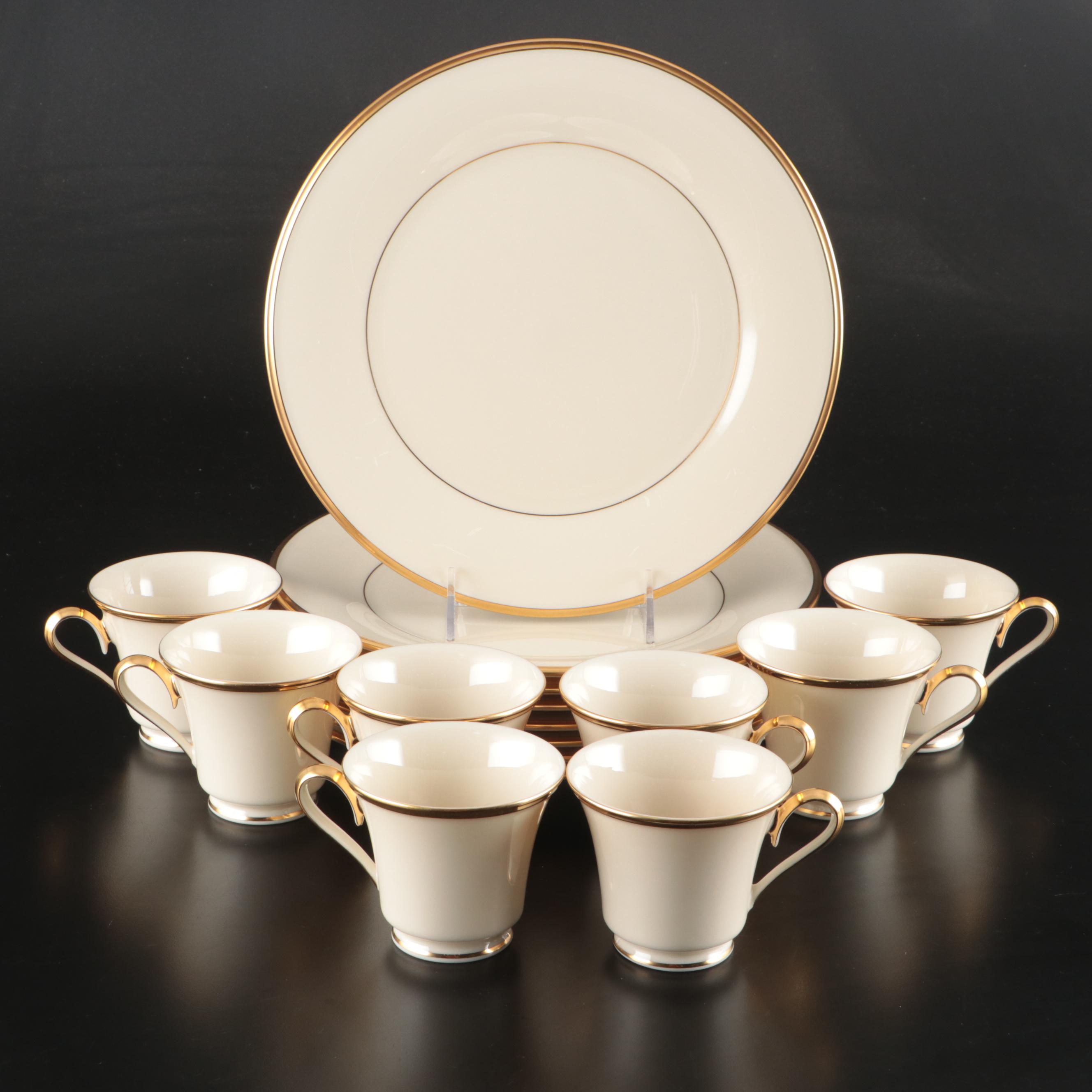 Lenox "Eternal" Porcelain Dinner Plates and Cups