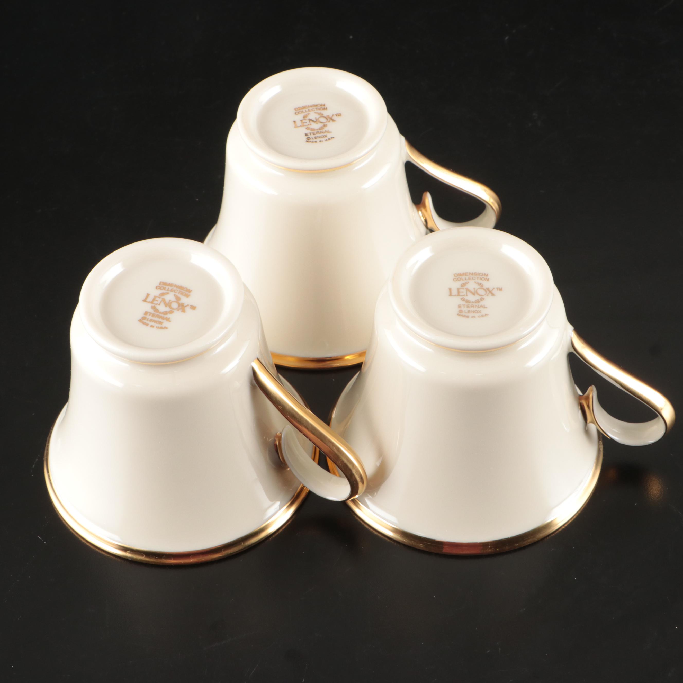 Lenox "Eternal" Porcelain Dinner Plates and Cups