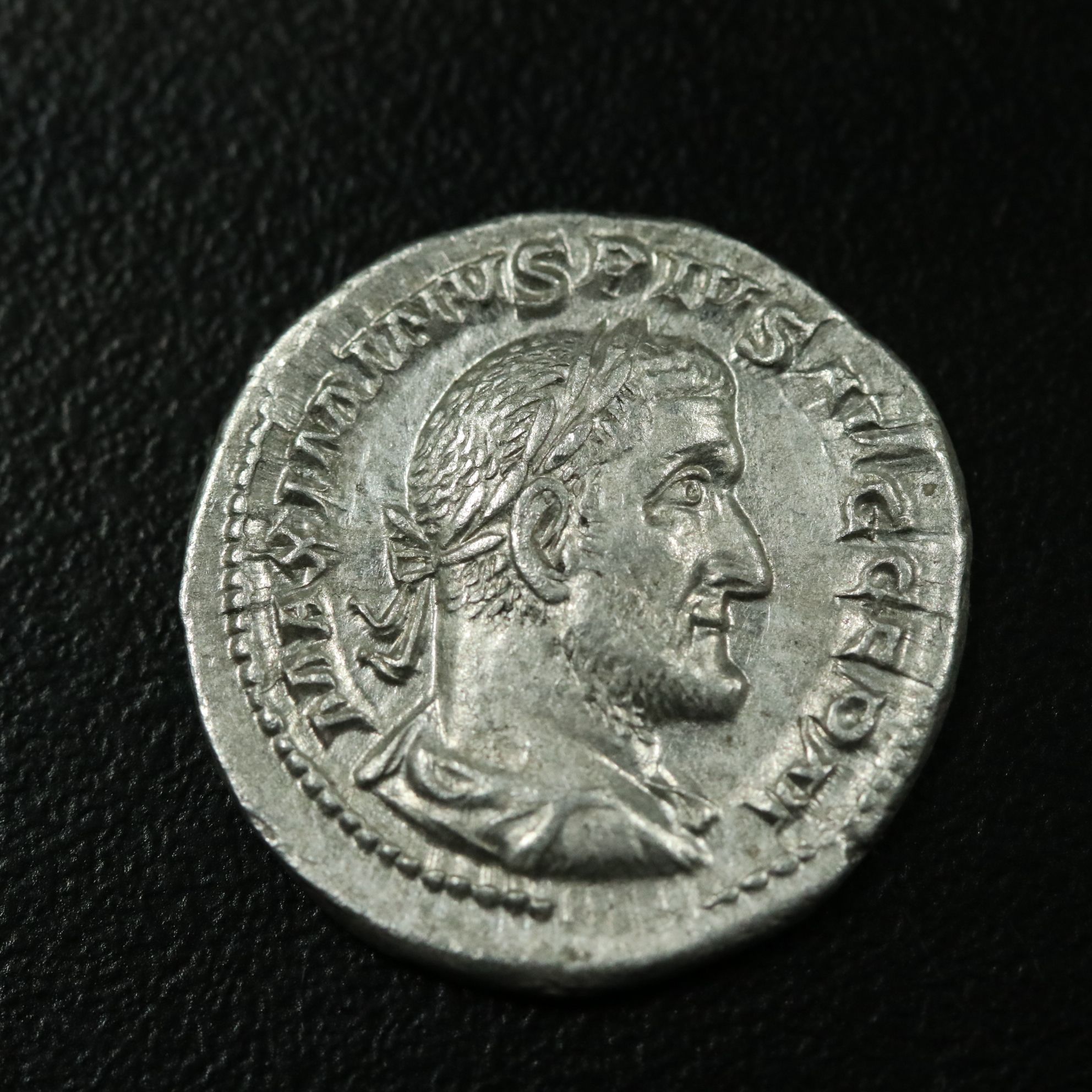 Ancient Roman Imperial AR Denarius Coin of Maximinus I, ca. 235 A.D.