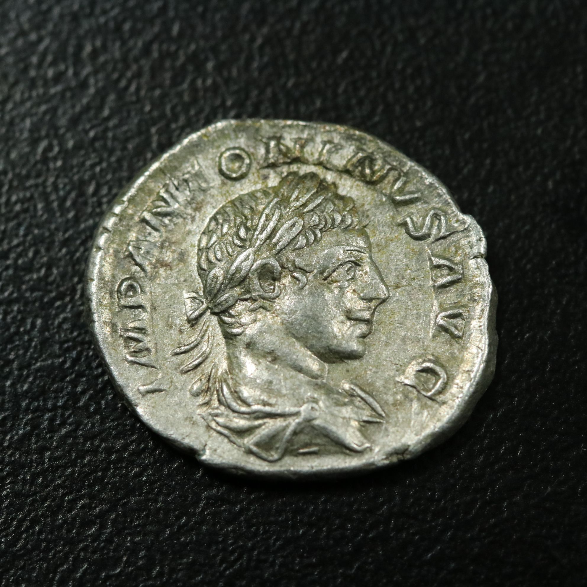 Ancient Roman Imperial AR Denarius Coin of Elagabalus, ca. 220 A.D.
