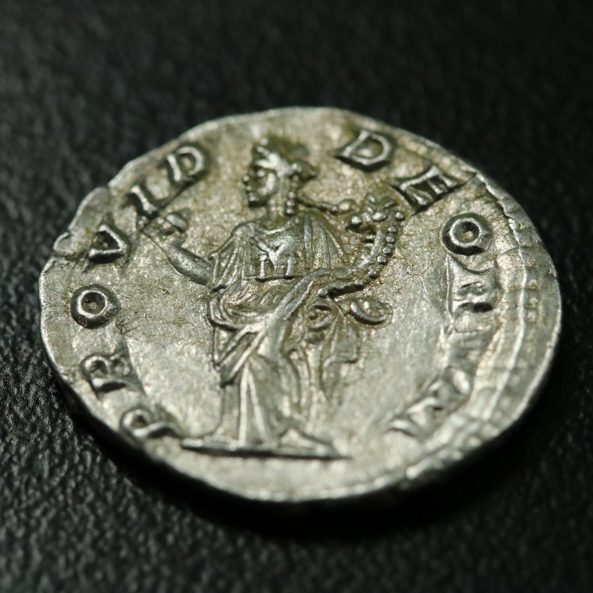 Ancient Roman Imperial AR Denarius Coin of Elagabalus, ca. 220 A.D.