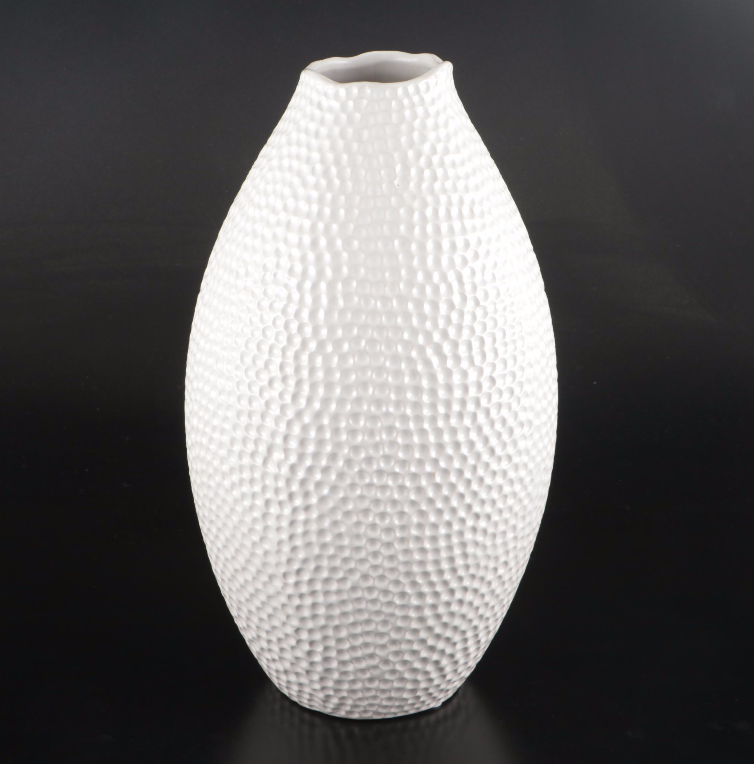 Arhaus Contemporary Pebbled Ceramic Vases with Candle