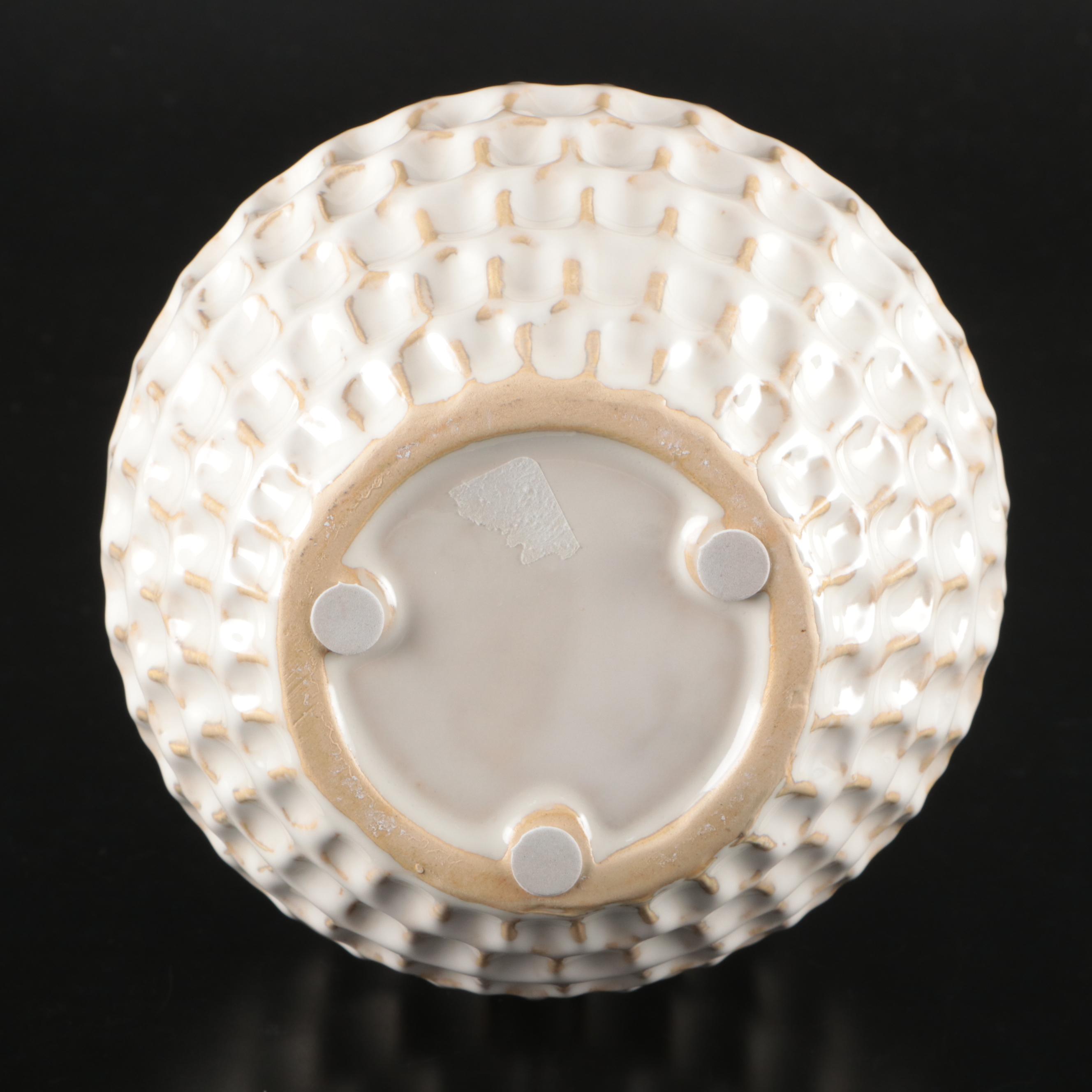 Arhaus Contemporary Pebbled Ceramic Vases with Candle